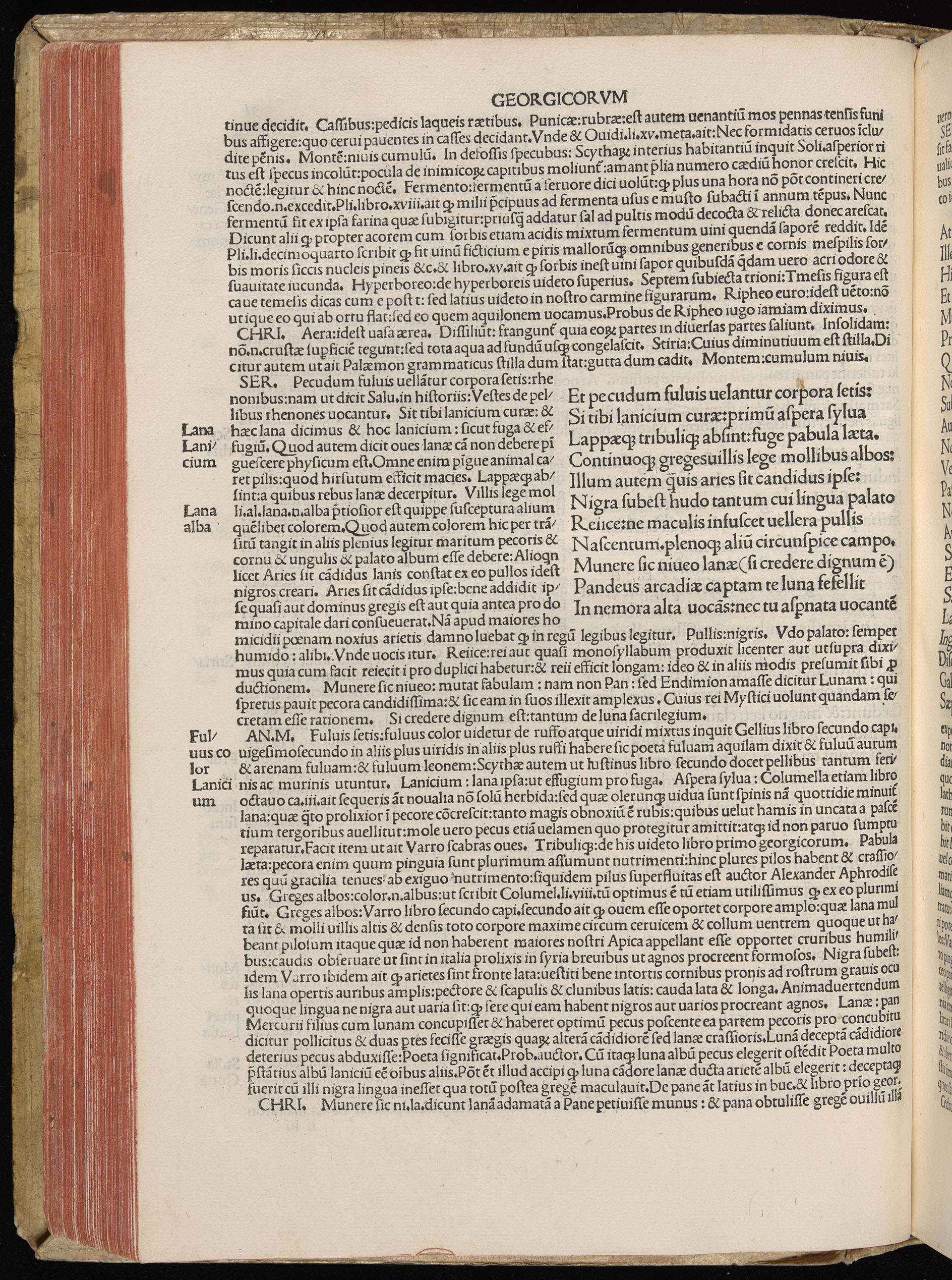 Vergilius cum c?mentariis quinque videlicet: Seruii, Landini, Ant. Mancinelli, Donati, Domitii. (M. Vegius' Book XIII addition to the Aen. Also Priapeia and Catalecta.) / Colophon: Impressu Venetiis per Bartolome? de Zanis de Portesio. . . . M.cccc.xciii. Stamped vellum with clasps. Very rare. Fol. - Image 202