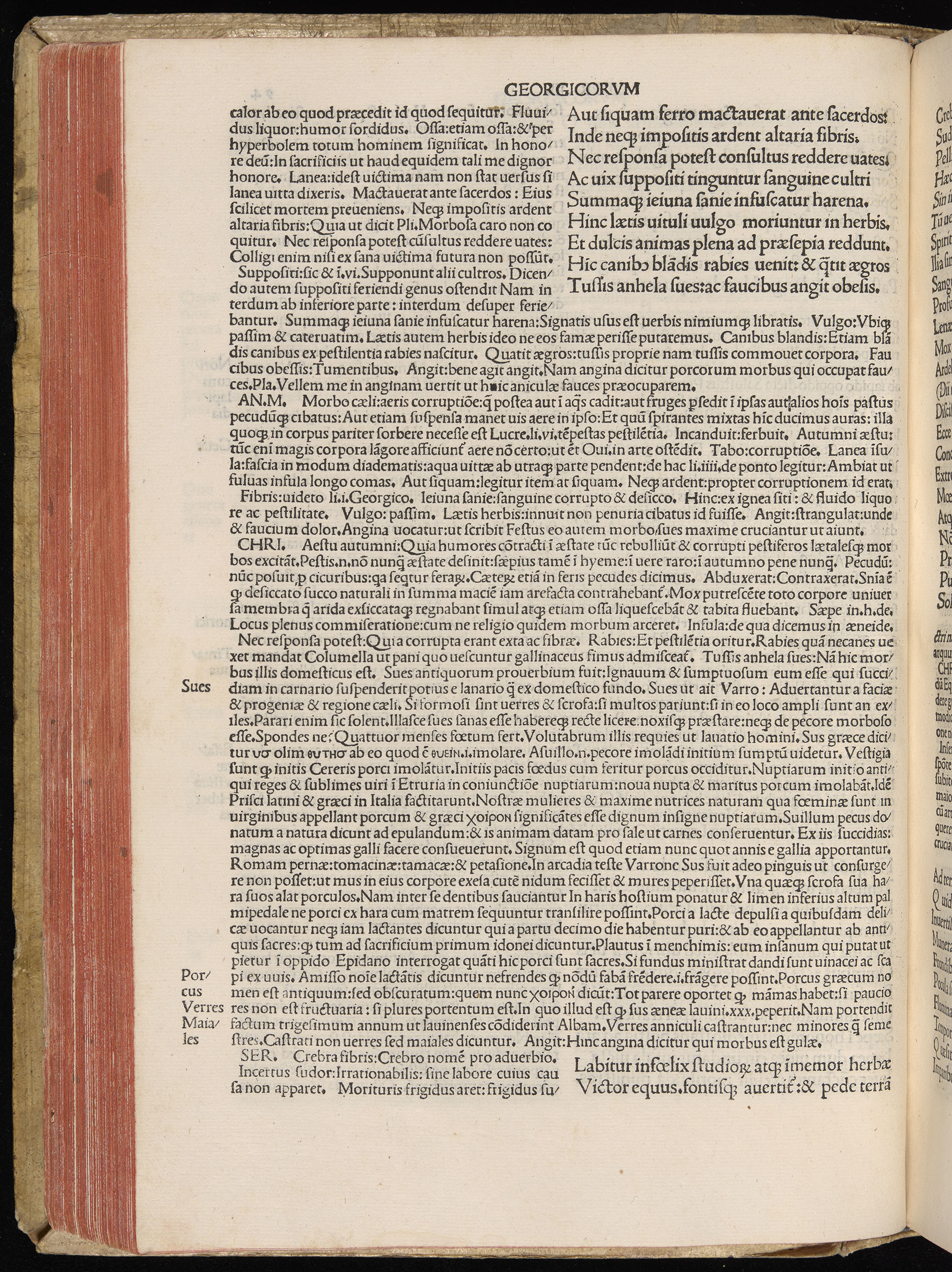 Vergilius cum c?mentariis quinque videlicet: Seruii, Landini, Ant. Mancinelli, Donati, Domitii. (M. Vegius' Book XIII addition to the Aen. Also Priapeia and Catalecta.) / Colophon: Impressu Venetiis per Bartolome? de Zanis de Portesio. . . . M.cccc.xciii. Stamped vellum with clasps. Very rare. Fol. - Image 208