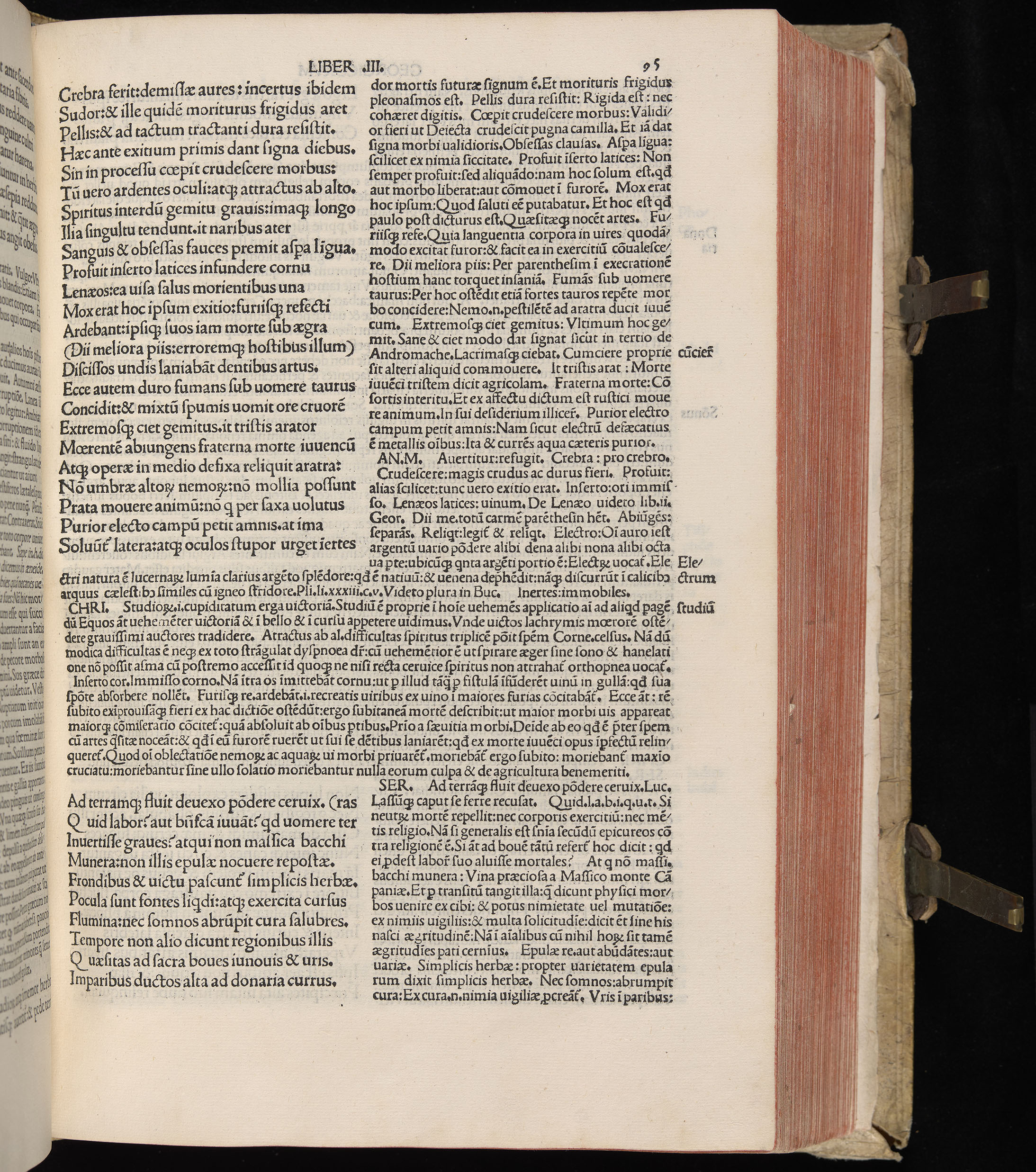 Vergilius cum c?mentariis quinque videlicet: Seruii, Landini, Ant. Mancinelli, Donati, Domitii. (M. Vegius' Book XIII addition to the Aen. Also Priapeia and Catalecta.) / Colophon: Impressu Venetiis per Bartolome? de Zanis de Portesio. . . . M.cccc.xciii. Stamped vellum with clasps. Very rare. Fol. - Image 209