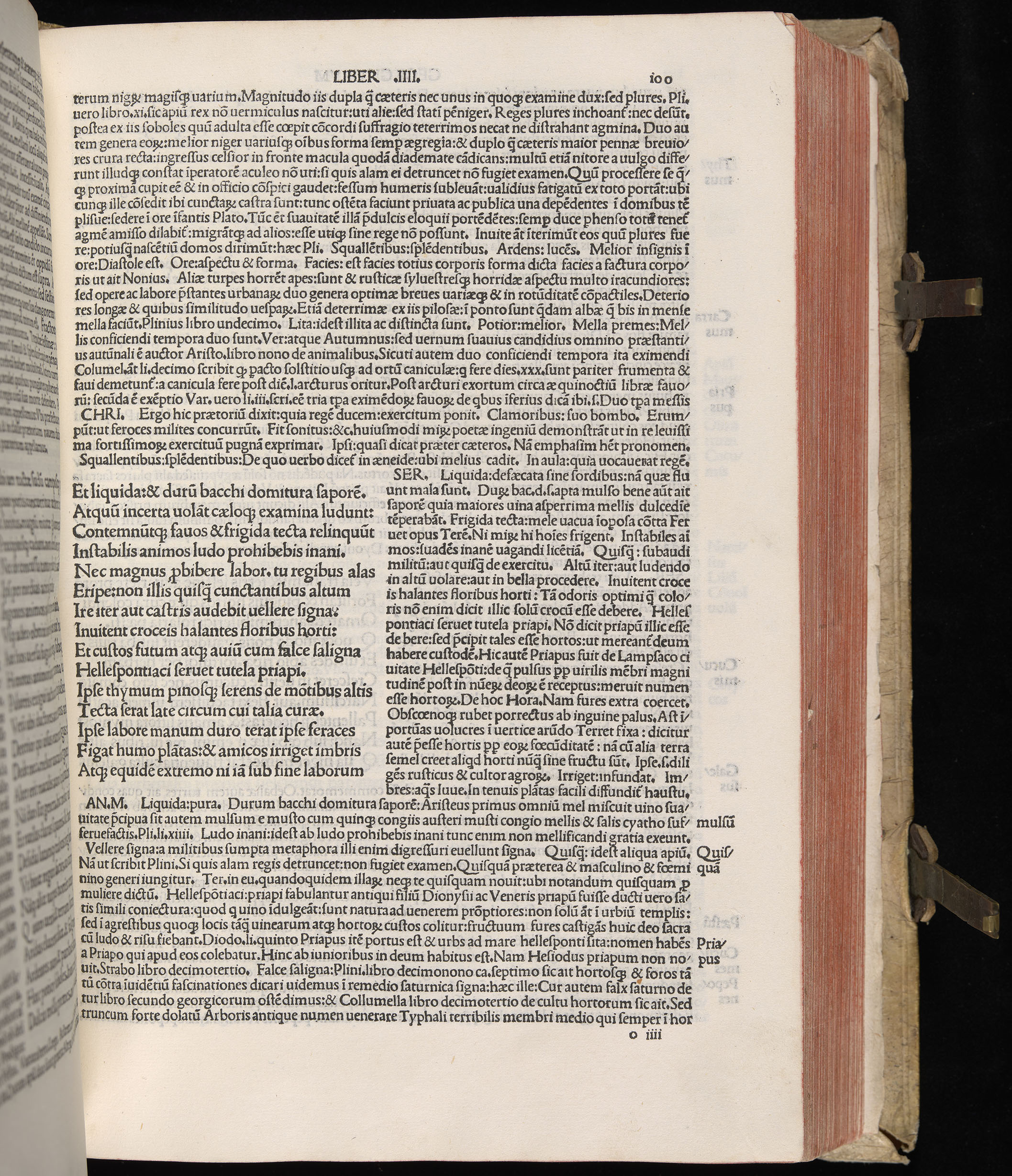 Vergilius cum c?mentariis quinque videlicet: Seruii, Landini, Ant. Mancinelli, Donati, Domitii. (M. Vegius' Book XIII addition to the Aen. Also Priapeia and Catalecta.) / Colophon: Impressu Venetiis per Bartolome? de Zanis de Portesio. . . . M.cccc.xciii. Stamped vellum with clasps. Very rare. Fol. - Image 219