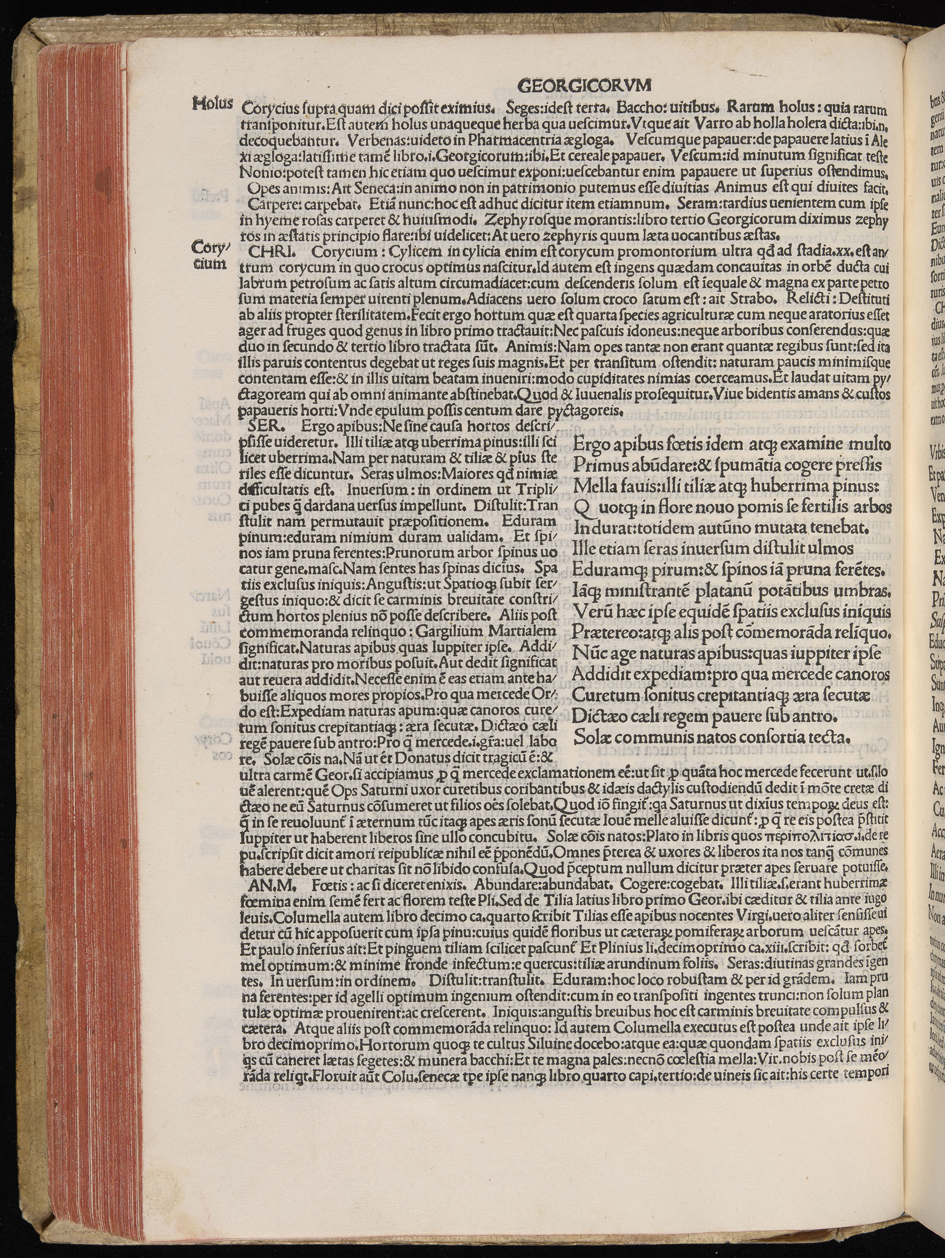 Vergilius cum c?mentariis quinque videlicet: Seruii, Landini, Ant. Mancinelli, Donati, Domitii. (M. Vegius' Book XIII addition to the Aen. Also Priapeia and Catalecta.) / Colophon: Impressu Venetiis per Bartolome? de Zanis de Portesio. . . . M.cccc.xciii. Stamped vellum with clasps. Very rare. Fol. - Image 222