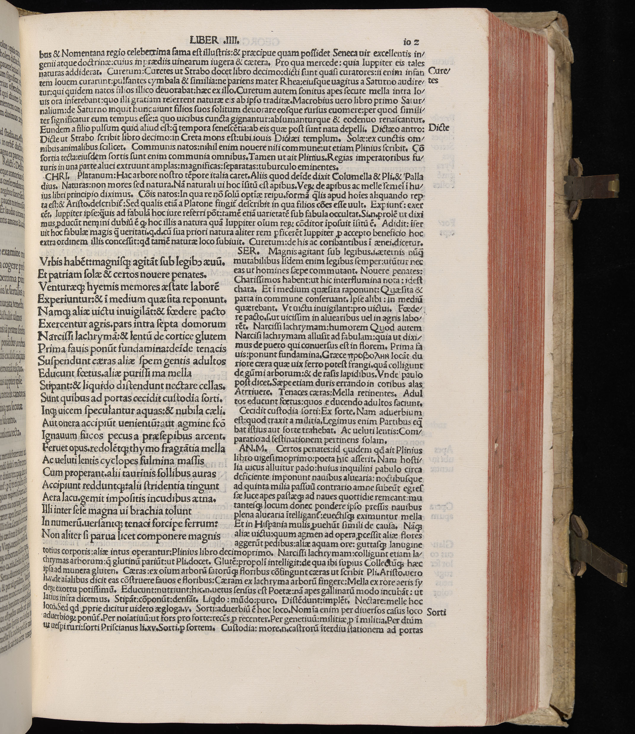 Vergilius cum c?mentariis quinque videlicet: Seruii, Landini, Ant. Mancinelli, Donati, Domitii. (M. Vegius' Book XIII addition to the Aen. Also Priapeia and Catalecta.) / Colophon: Impressu Venetiis per Bartolome? de Zanis de Portesio. . . . M.cccc.xciii. Stamped vellum with clasps. Very rare. Fol. - Image 223