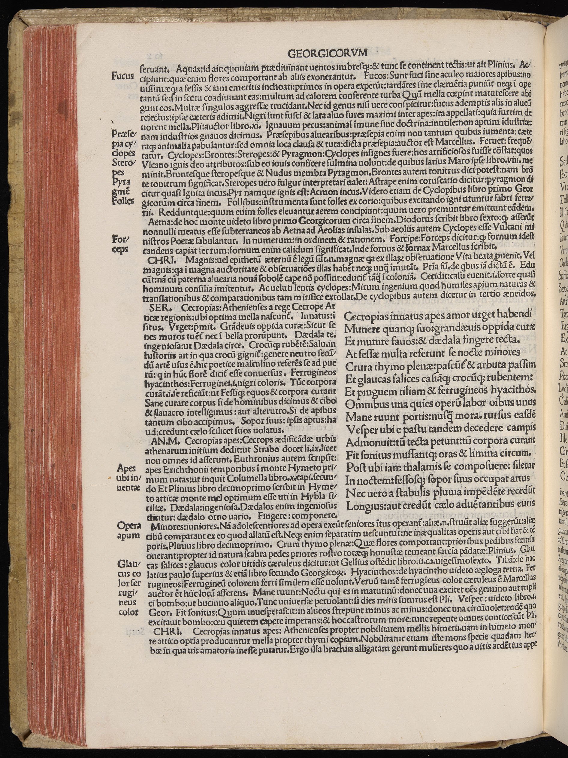 Vergilius cum c?mentariis quinque videlicet: Seruii, Landini, Ant. Mancinelli, Donati, Domitii. (M. Vegius' Book XIII addition to the Aen. Also Priapeia and Catalecta.) / Colophon: Impressu Venetiis per Bartolome? de Zanis de Portesio. . . . M.cccc.xciii. Stamped vellum with clasps. Very rare. Fol. - Image 224