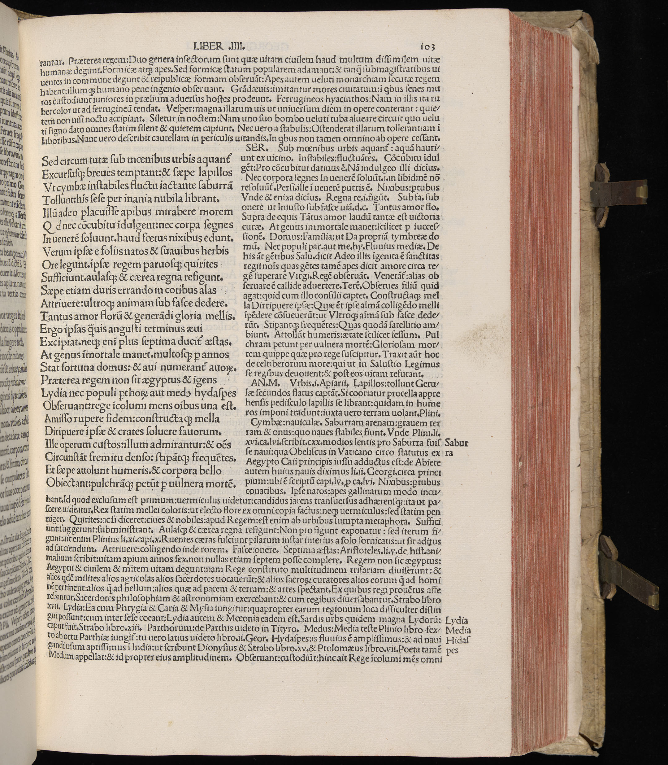 Vergilius cum c?mentariis quinque videlicet: Seruii, Landini, Ant. Mancinelli, Donati, Domitii. (M. Vegius' Book XIII addition to the Aen. Also Priapeia and Catalecta.) / Colophon: Impressu Venetiis per Bartolome? de Zanis de Portesio. . . . M.cccc.xciii. Stamped vellum with clasps. Very rare. Fol. - Image 225