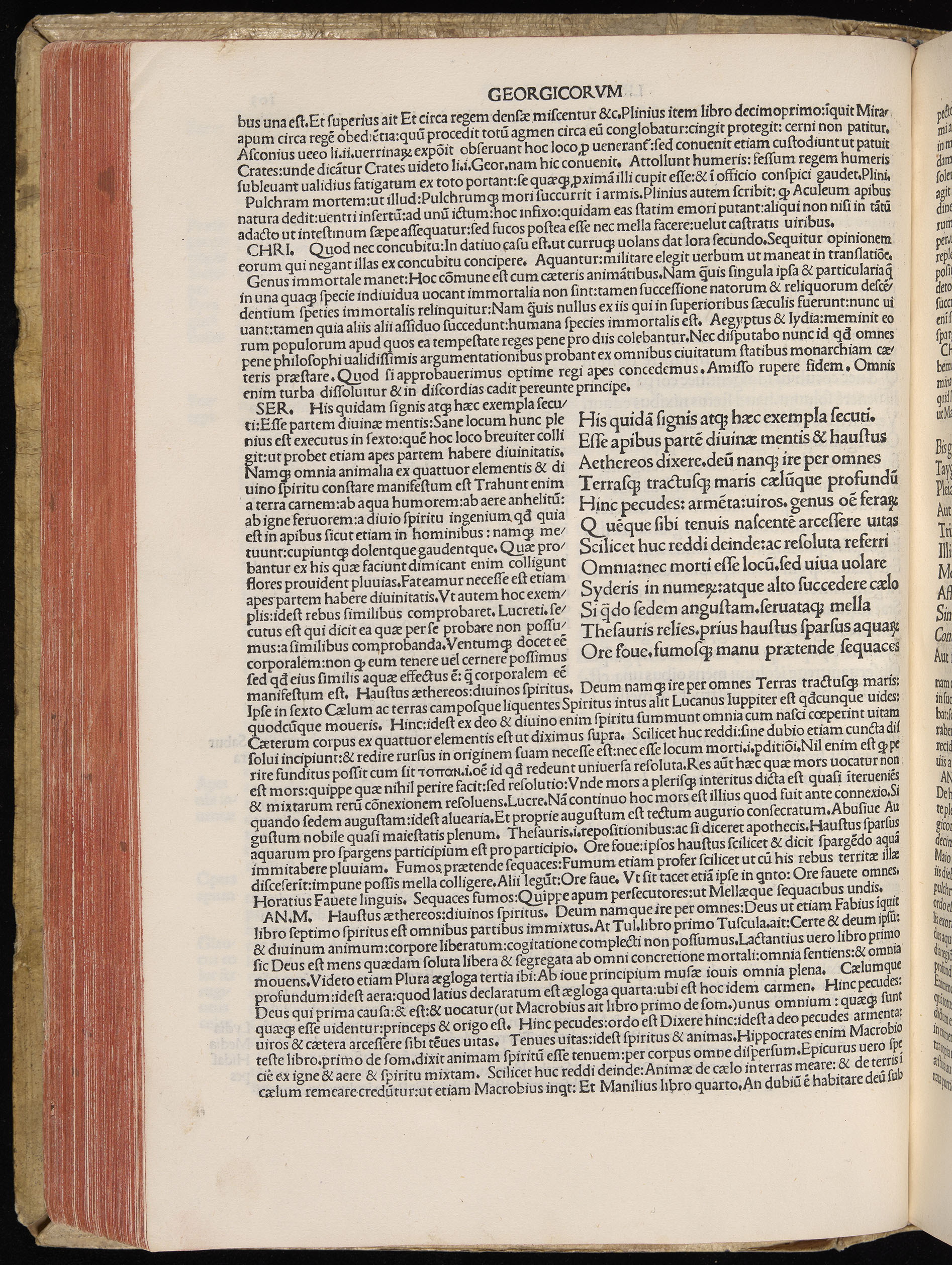 Vergilius cum c?mentariis quinque videlicet: Seruii, Landini, Ant. Mancinelli, Donati, Domitii. (M. Vegius' Book XIII addition to the Aen. Also Priapeia and Catalecta.) / Colophon: Impressu Venetiis per Bartolome? de Zanis de Portesio. . . . M.cccc.xciii. Stamped vellum with clasps. Very rare. Fol. - Image 226