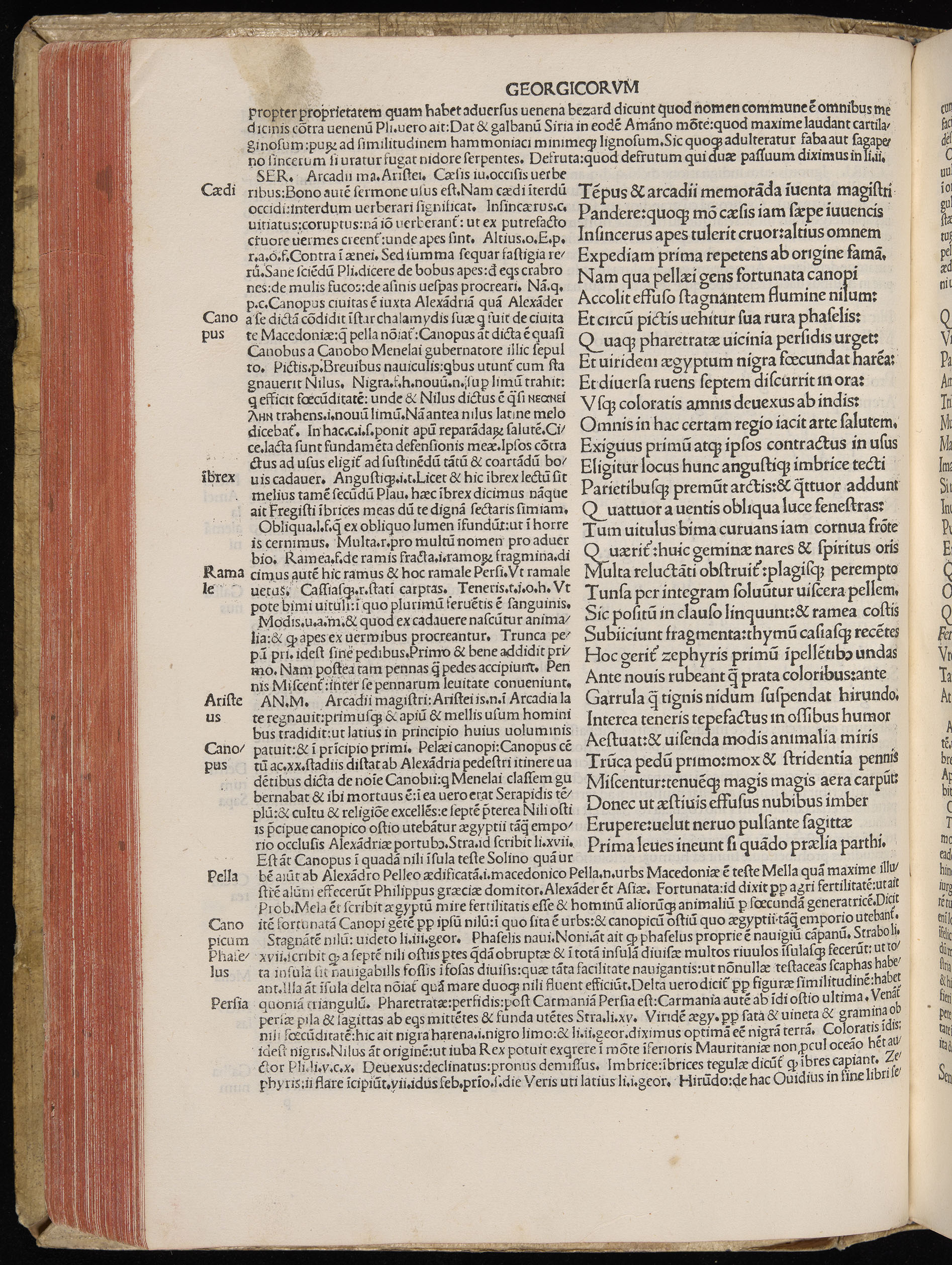 Vergilius cum c?mentariis quinque videlicet: Seruii, Landini, Ant. Mancinelli, Donati, Domitii. (M. Vegius' Book XIII addition to the Aen. Also Priapeia and Catalecta.) / Colophon: Impressu Venetiis per Bartolome? de Zanis de Portesio. . . . M.cccc.xciii. Stamped vellum with clasps. Very rare. Fol. - Image 230