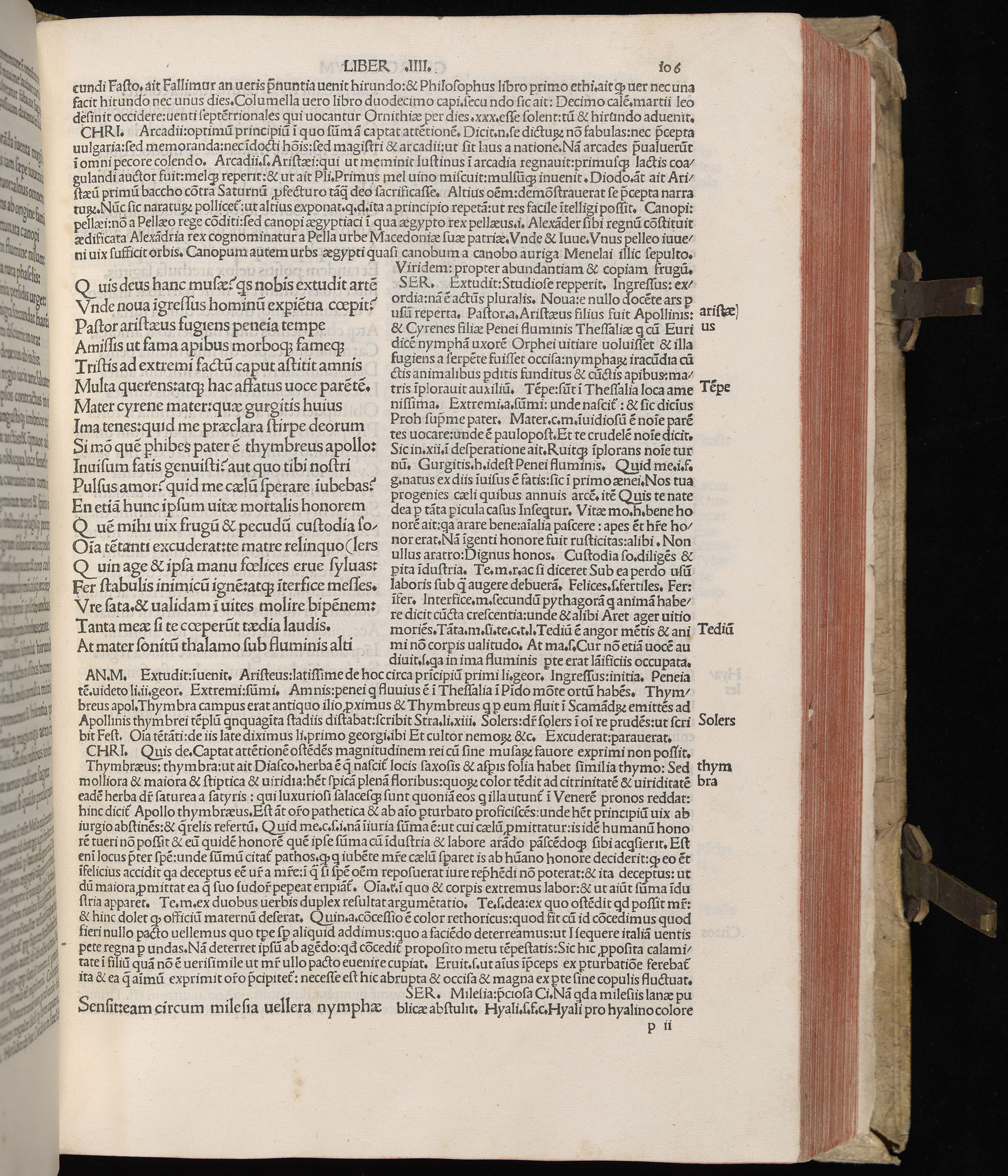 Vergilius cum c?mentariis quinque videlicet: Seruii, Landini, Ant. Mancinelli, Donati, Domitii. (M. Vegius' Book XIII addition to the Aen. Also Priapeia and Catalecta.) / Colophon: Impressu Venetiis per Bartolome? de Zanis de Portesio. . . . M.cccc.xciii. Stamped vellum with clasps. Very rare. Fol. - Image 231
