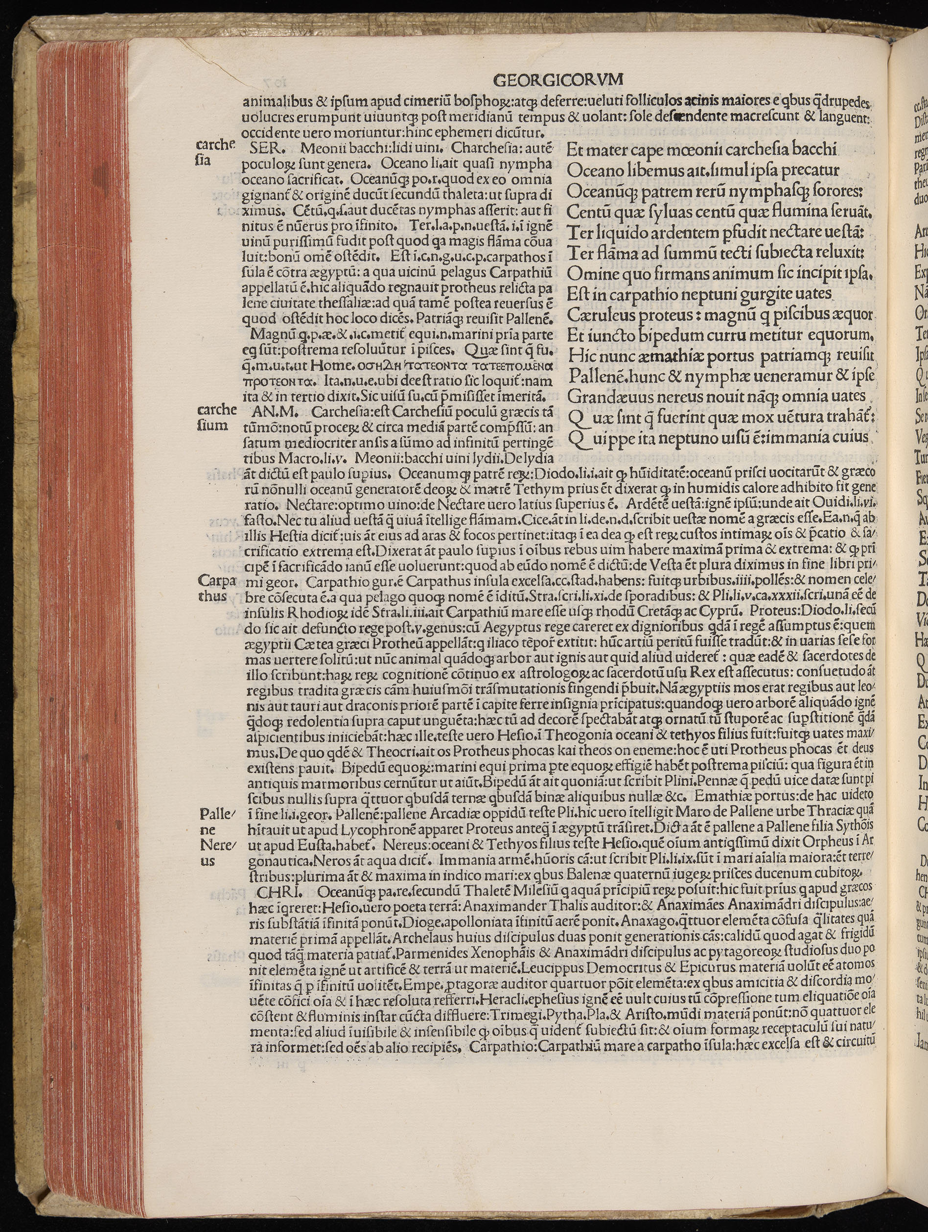 Vergilius cum c?mentariis quinque videlicet: Seruii, Landini, Ant. Mancinelli, Donati, Domitii. (M. Vegius' Book XIII addition to the Aen. Also Priapeia and Catalecta.) / Colophon: Impressu Venetiis per Bartolome? de Zanis de Portesio. . . . M.cccc.xciii. Stamped vellum with clasps. Very rare. Fol. - Image 234