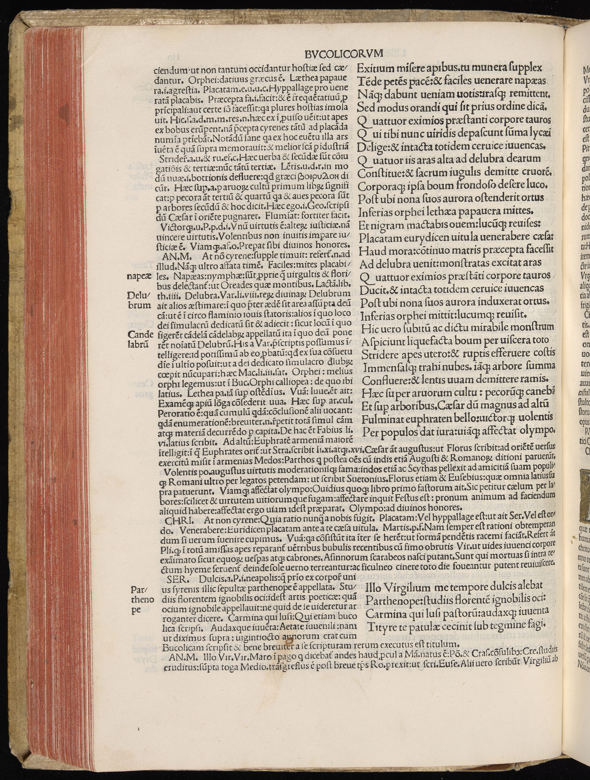 Vergilius cum c?mentariis quinque videlicet: Seruii, Landini, Ant. Mancinelli, Donati, Domitii. (M. Vegius' Book XIII addition to the Aen. Also Priapeia and Catalecta.) / Colophon: Impressu Venetiis per Bartolome? de Zanis de Portesio. . . . M.cccc.xciii. Stamped vellum with clasps. Very rare. Fol. - Image 240