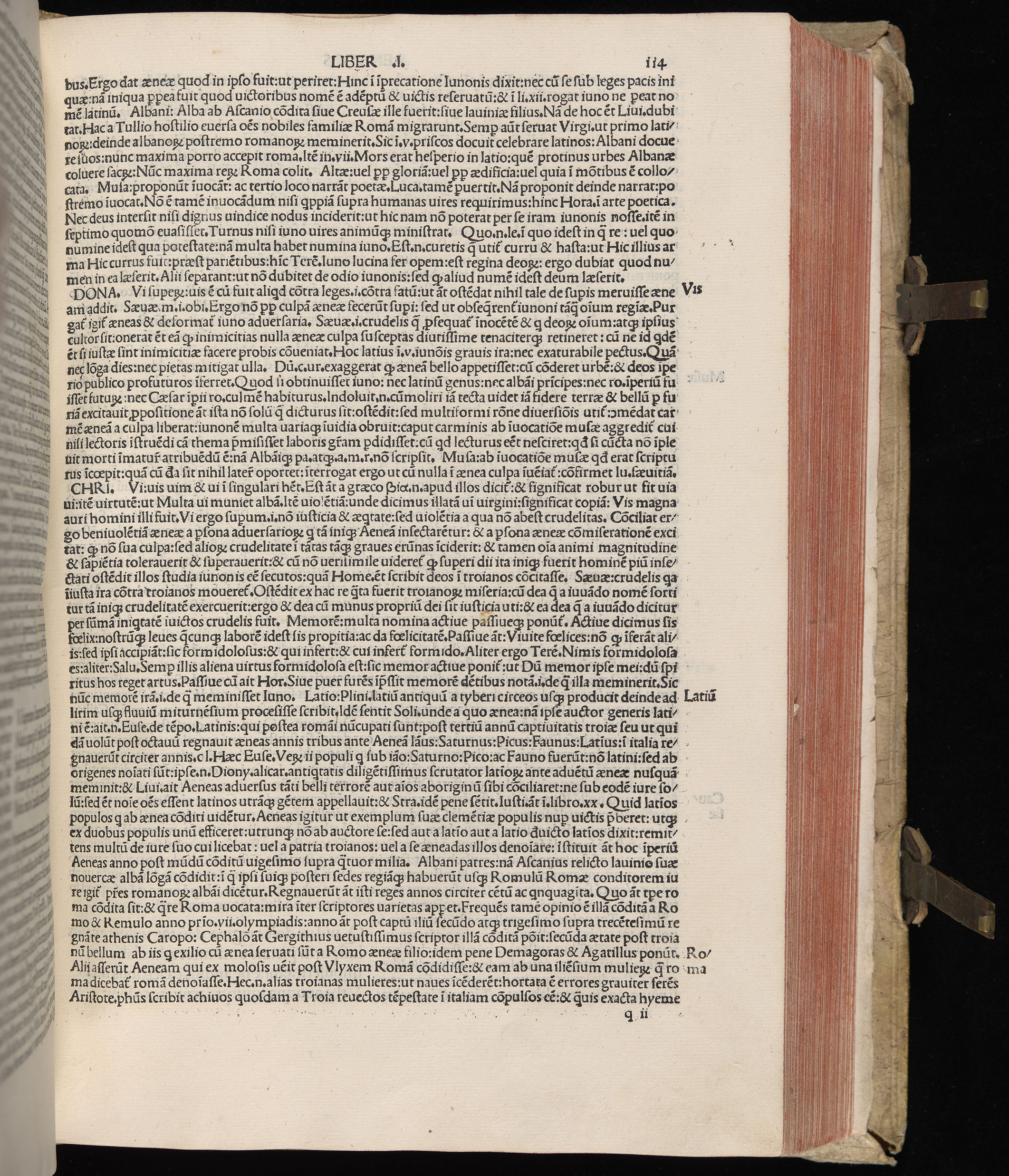 Vergilius cum c?mentariis quinque videlicet: Seruii, Landini, Ant. Mancinelli, Donati, Domitii. (M. Vegius' Book XIII addition to the Aen. Also Priapeia and Catalecta.) / Colophon: Impressu Venetiis per Bartolome? de Zanis de Portesio. . . . M.cccc.xciii. Stamped vellum with clasps. Very rare. Fol. - Image 247