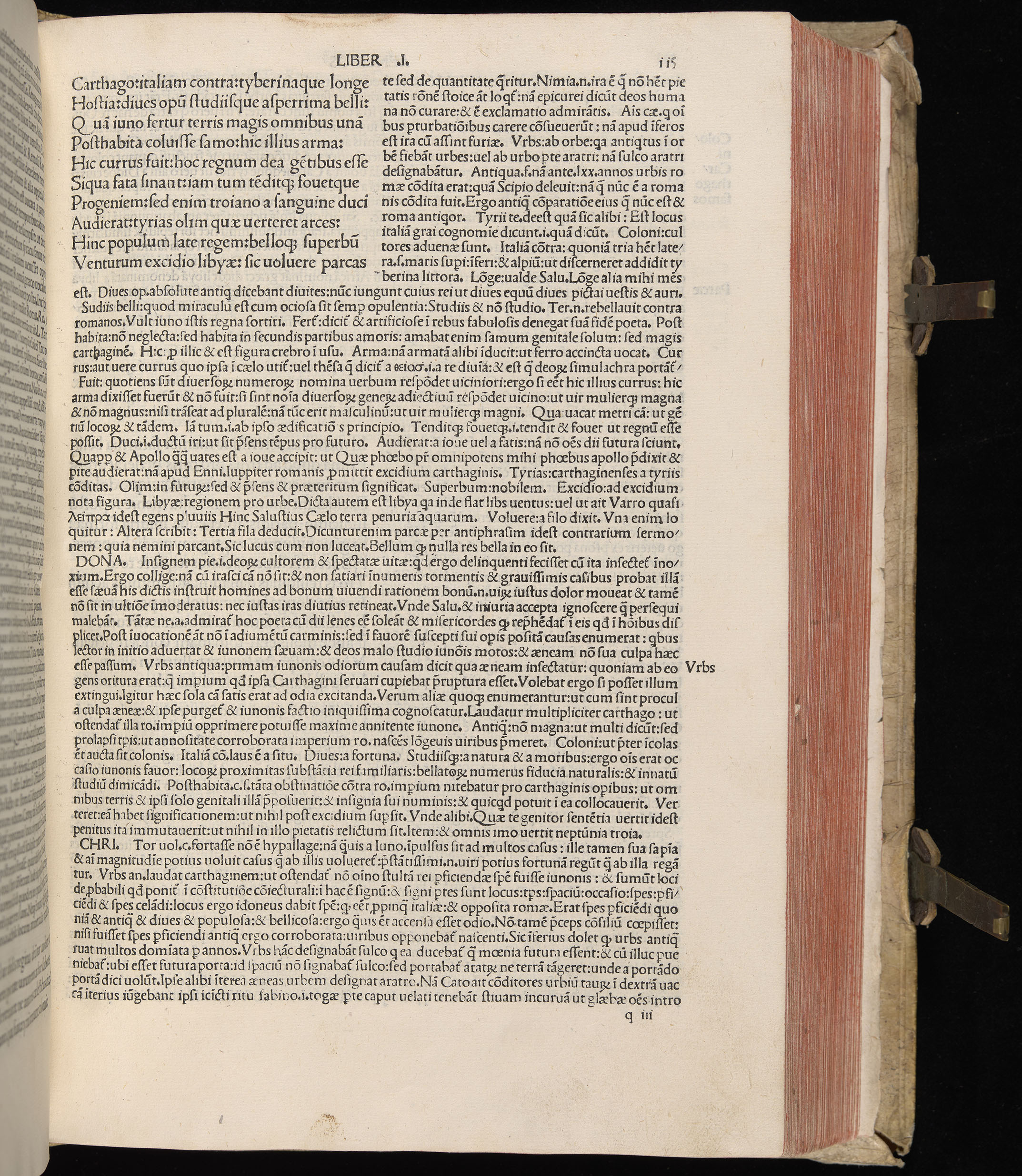 Vergilius cum c?mentariis quinque videlicet: Seruii, Landini, Ant. Mancinelli, Donati, Domitii. (M. Vegius' Book XIII addition to the Aen. Also Priapeia and Catalecta.) / Colophon: Impressu Venetiis per Bartolome? de Zanis de Portesio. . . . M.cccc.xciii. Stamped vellum with clasps. Very rare. Fol. - Image 249