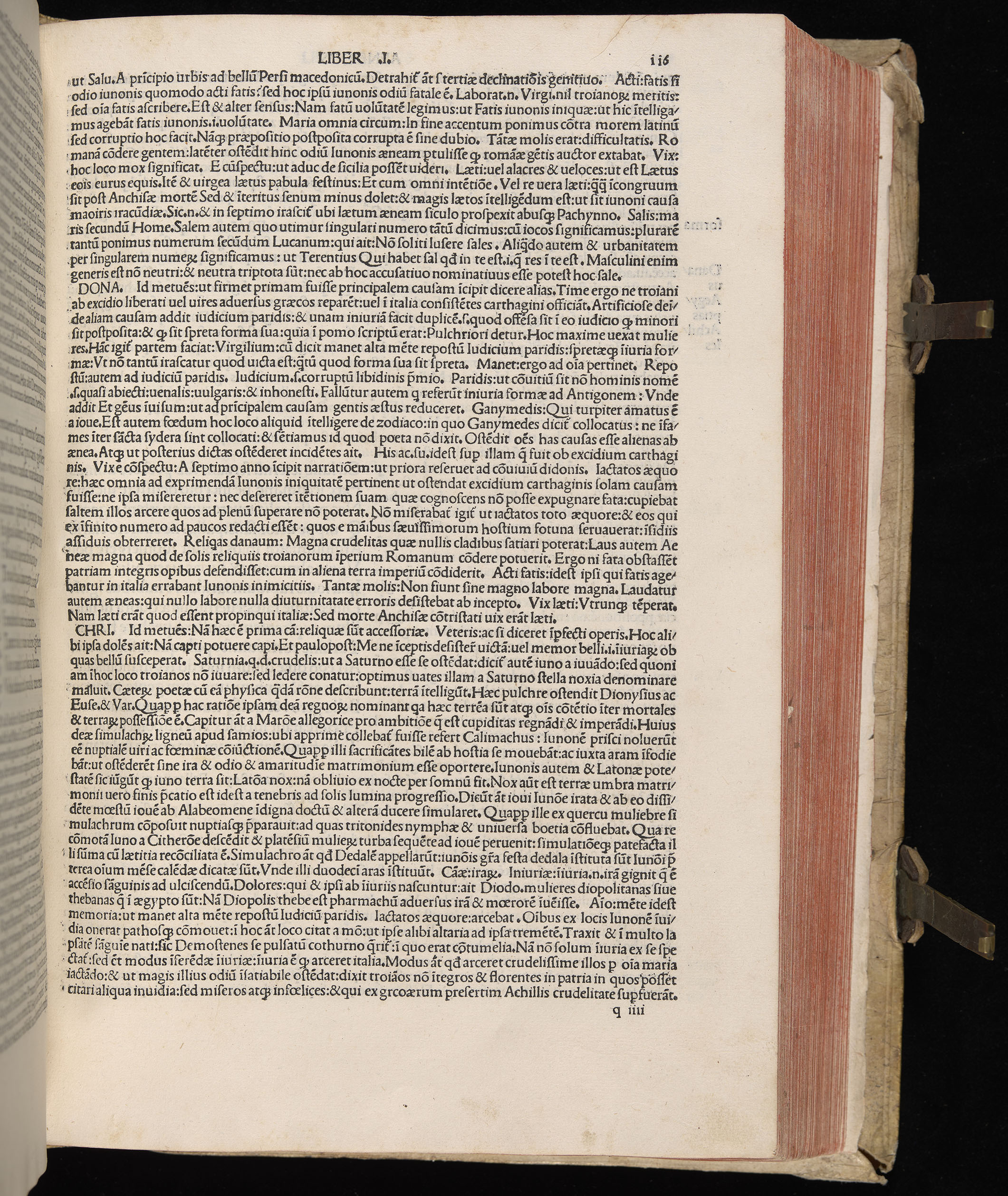 Vergilius cum c?mentariis quinque videlicet: Seruii, Landini, Ant. Mancinelli, Donati, Domitii. (M. Vegius' Book XIII addition to the Aen. Also Priapeia and Catalecta.) / Colophon: Impressu Venetiis per Bartolome? de Zanis de Portesio. . . . M.cccc.xciii. Stamped vellum with clasps. Very rare. Fol. - Image 251