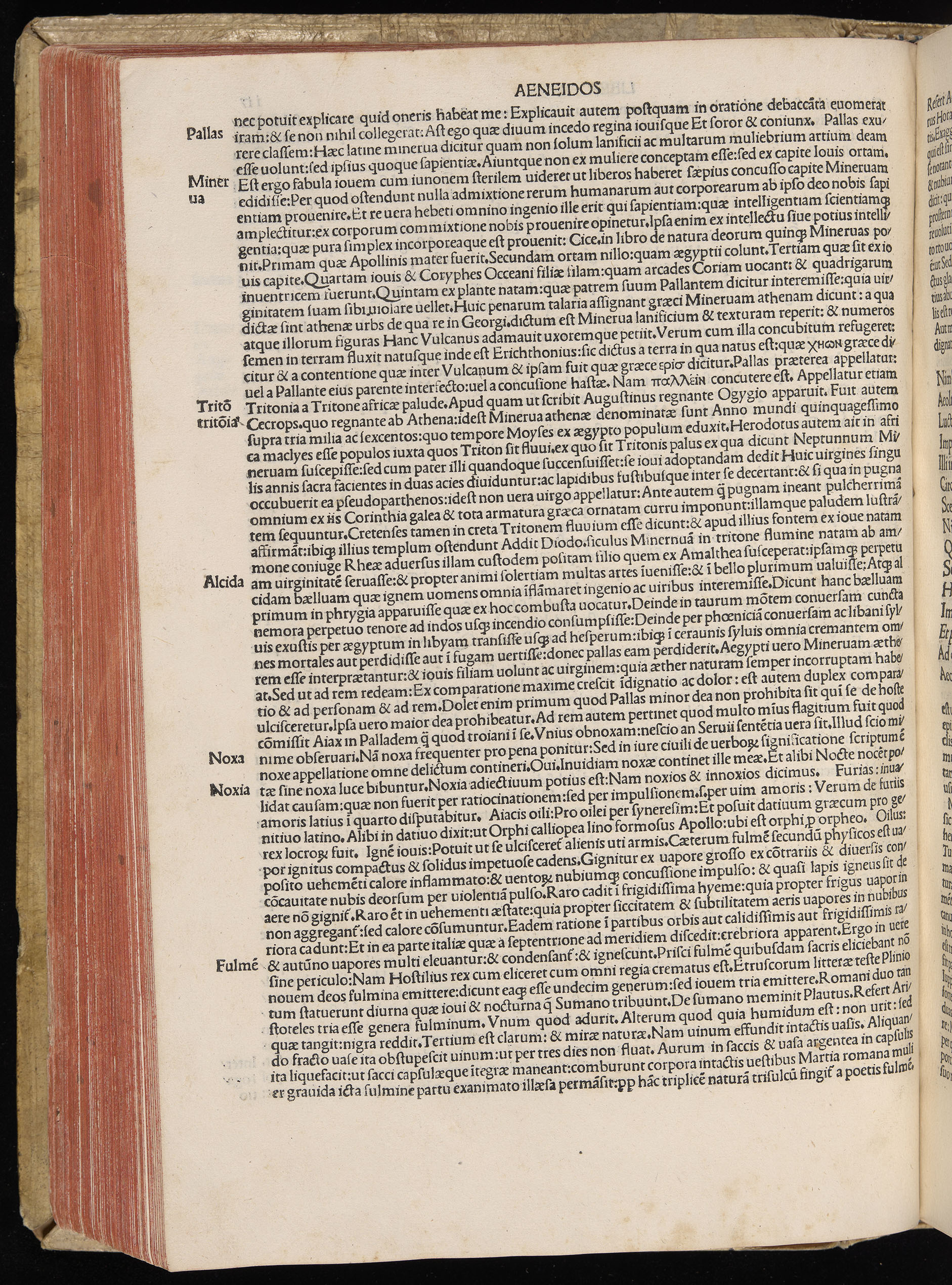Vergilius cum c?mentariis quinque videlicet: Seruii, Landini, Ant. Mancinelli, Donati, Domitii. (M. Vegius' Book XIII addition to the Aen. Also Priapeia and Catalecta.) / Colophon: Impressu Venetiis per Bartolome? de Zanis de Portesio. . . . M.cccc.xciii. Stamped vellum with clasps. Very rare. Fol. - Image 254