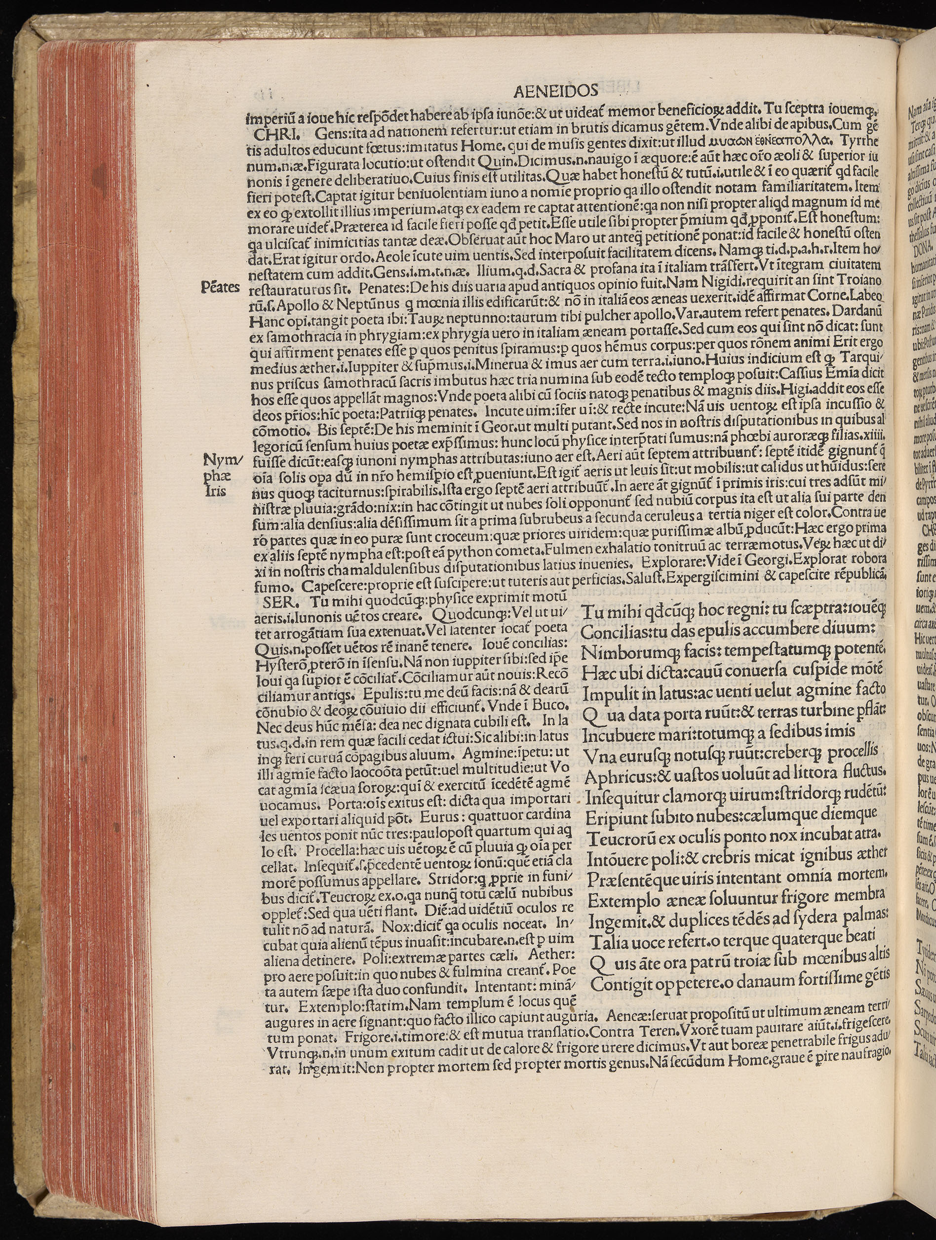 Vergilius cum c?mentariis quinque videlicet: Seruii, Landini, Ant. Mancinelli, Donati, Domitii. (M. Vegius' Book XIII addition to the Aen. Also Priapeia and Catalecta.) / Colophon: Impressu Venetiis per Bartolome? de Zanis de Portesio. . . . M.cccc.xciii. Stamped vellum with clasps. Very rare. Fol. - Image 258