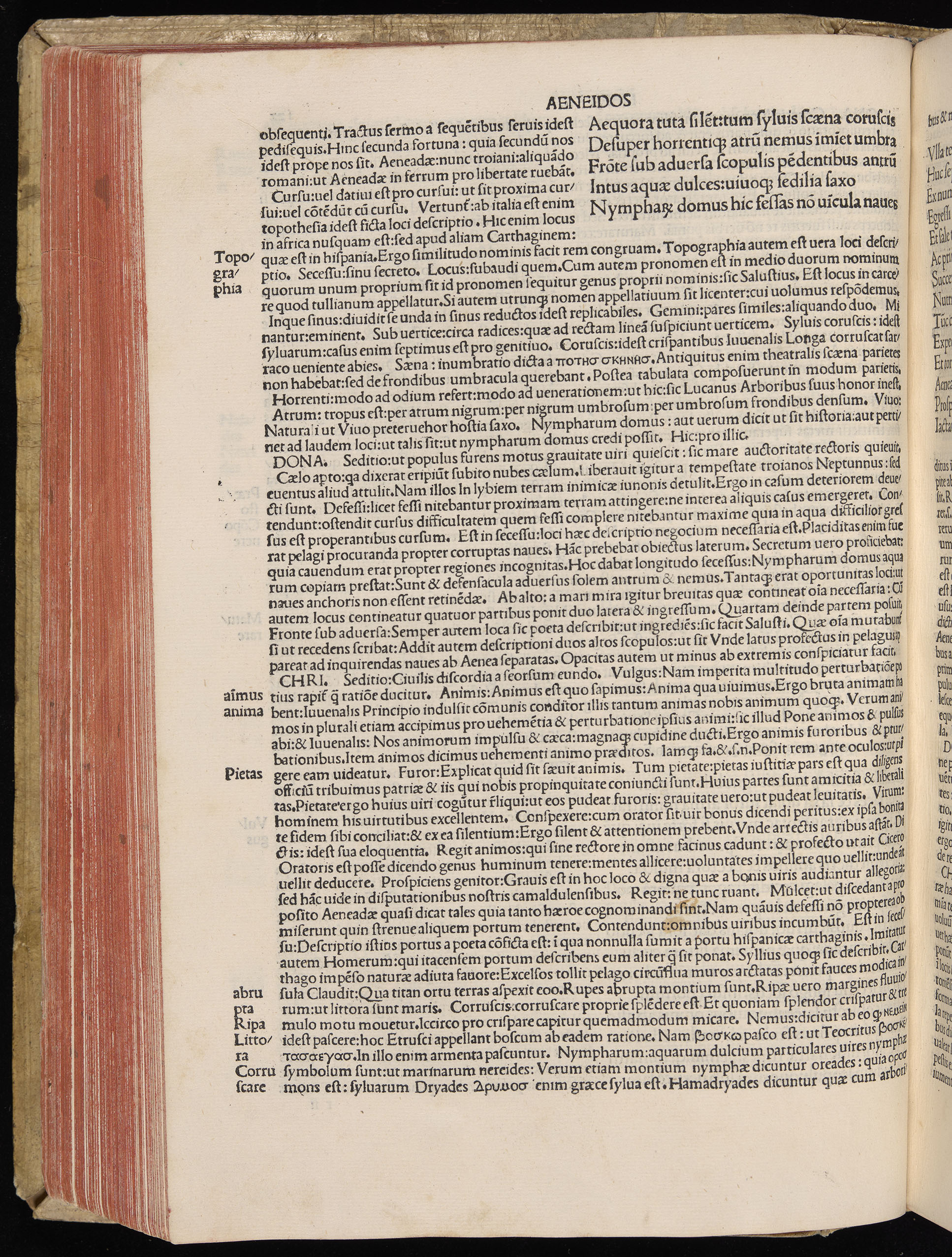 Vergilius cum c?mentariis quinque videlicet: Seruii, Landini, Ant. Mancinelli, Donati, Domitii. (M. Vegius' Book XIII addition to the Aen. Also Priapeia and Catalecta.) / Colophon: Impressu Venetiis per Bartolome? de Zanis de Portesio. . . . M.cccc.xciii. Stamped vellum with clasps. Very rare. Fol. - Image 264