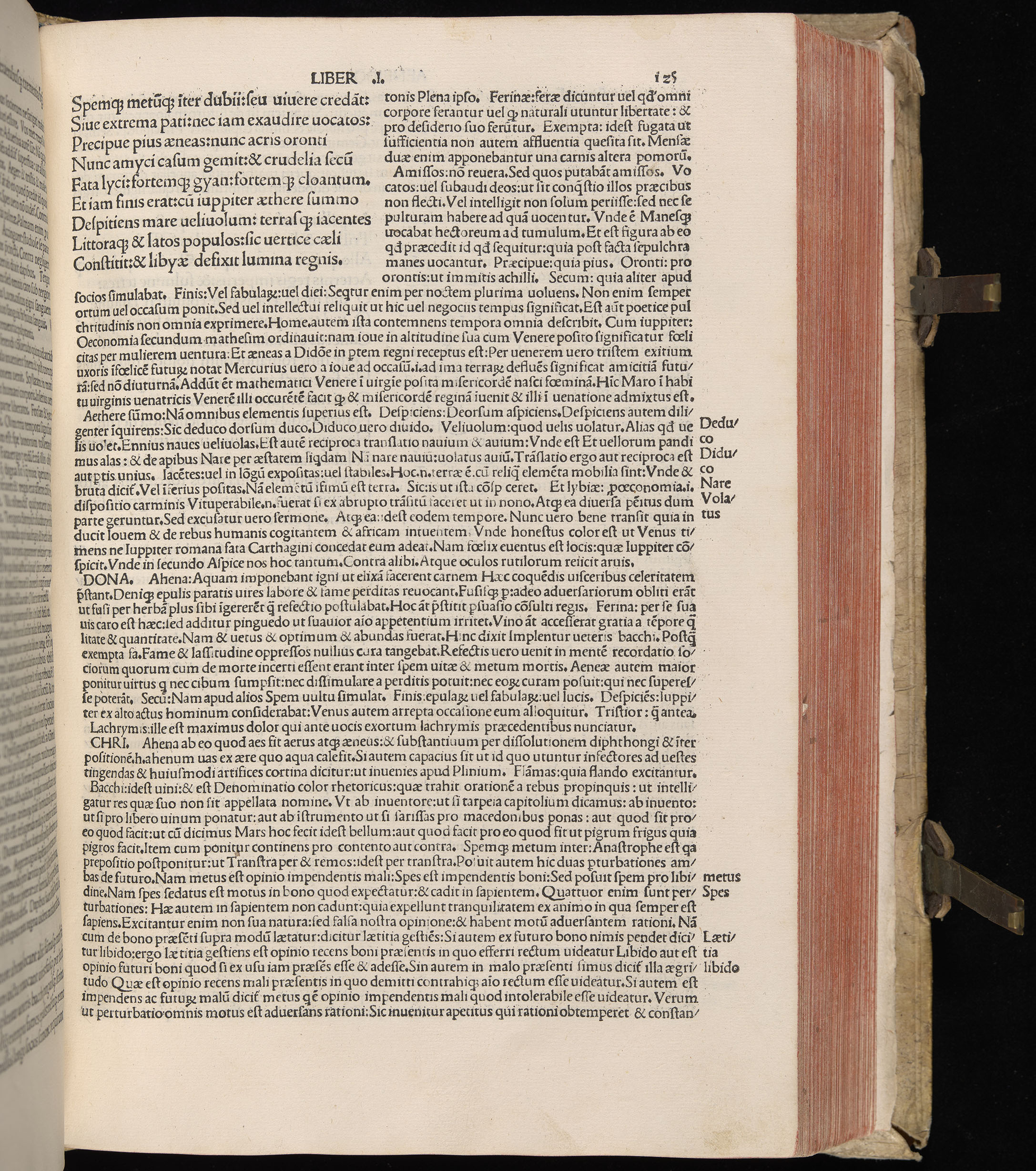 Vergilius cum c?mentariis quinque videlicet: Seruii, Landini, Ant. Mancinelli, Donati, Domitii. (M. Vegius' Book XIII addition to the Aen. Also Priapeia and Catalecta.) / Colophon: Impressu Venetiis per Bartolome? de Zanis de Portesio. . . . M.cccc.xciii. Stamped vellum with clasps. Very rare. Fol. - Image 269