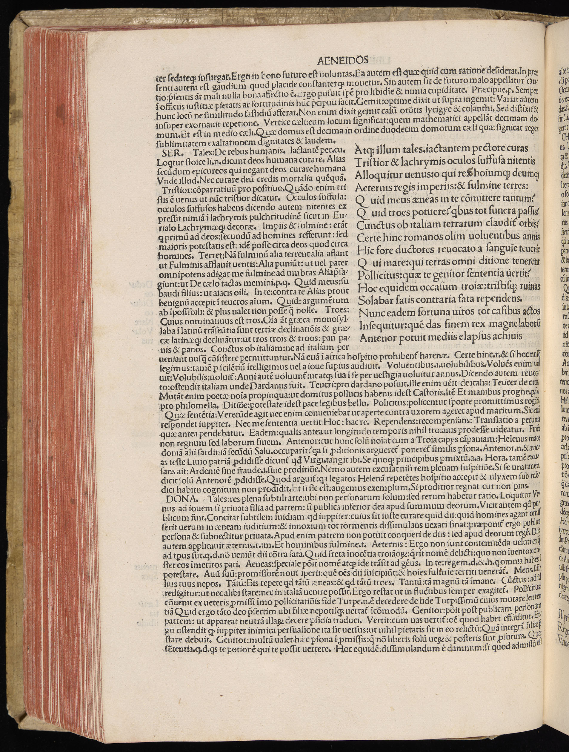 Vergilius cum c?mentariis quinque videlicet: Seruii, Landini, Ant. Mancinelli, Donati, Domitii. (M. Vegius' Book XIII addition to the Aen. Also Priapeia and Catalecta.) / Colophon: Impressu Venetiis per Bartolome? de Zanis de Portesio. . . . M.cccc.xciii. Stamped vellum with clasps. Very rare. Fol. - Image 270