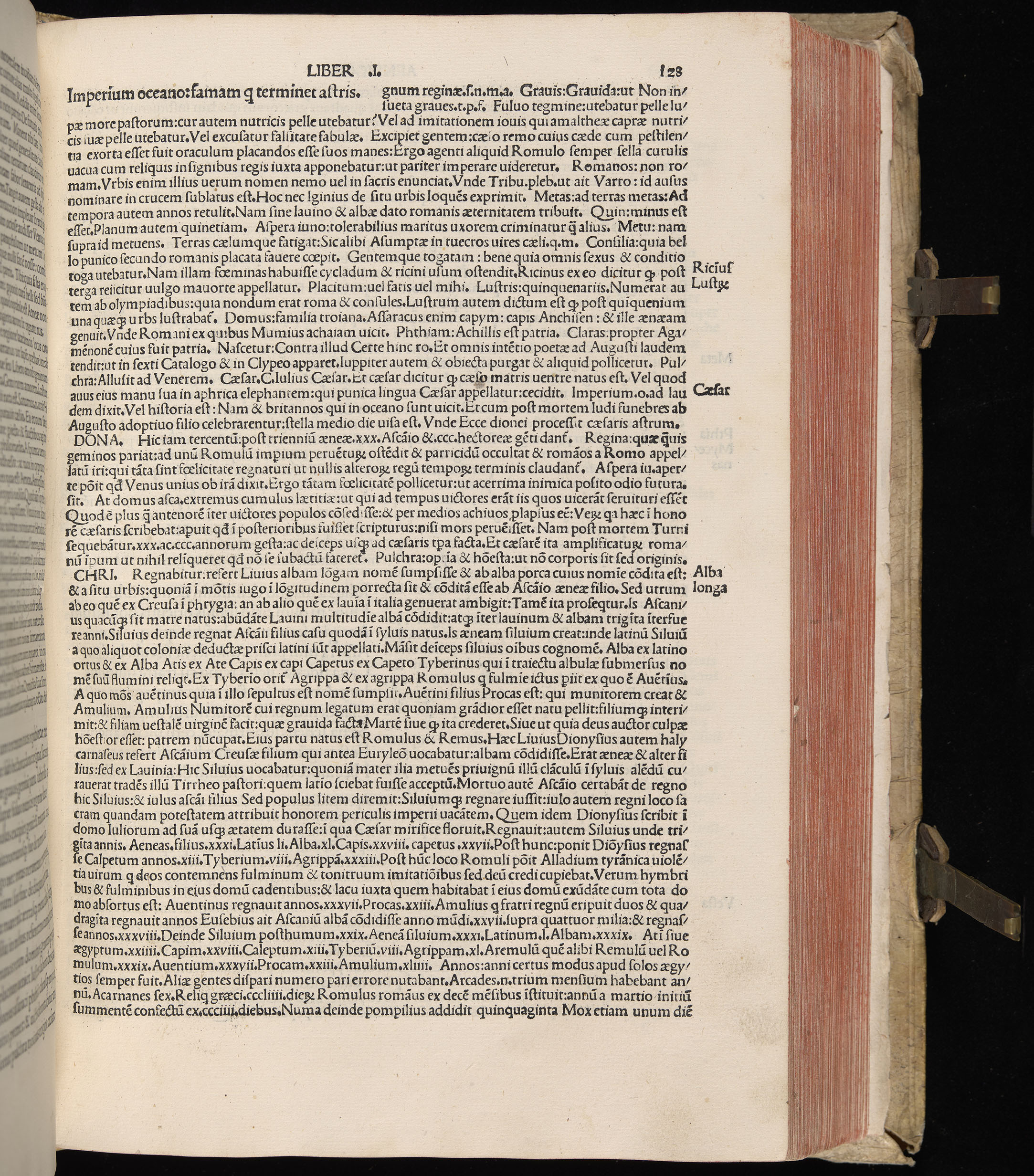 Vergilius cum c?mentariis quinque videlicet: Seruii, Landini, Ant. Mancinelli, Donati, Domitii. (M. Vegius' Book XIII addition to the Aen. Also Priapeia and Catalecta.) / Colophon: Impressu Venetiis per Bartolome? de Zanis de Portesio. . . . M.cccc.xciii. Stamped vellum with clasps. Very rare. Fol. - Image 275