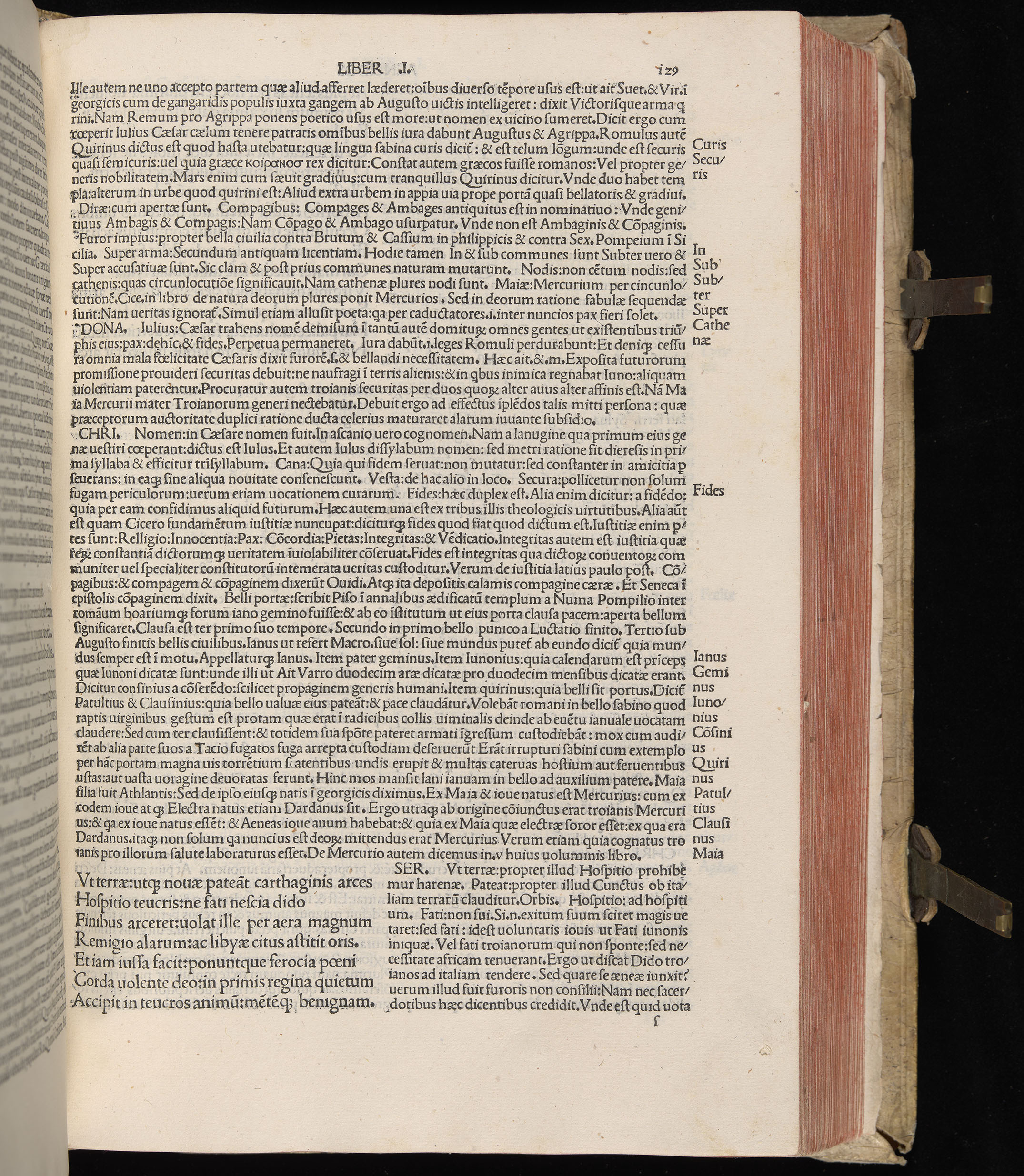 Vergilius cum c?mentariis quinque videlicet: Seruii, Landini, Ant. Mancinelli, Donati, Domitii. (M. Vegius' Book XIII addition to the Aen. Also Priapeia and Catalecta.) / Colophon: Impressu Venetiis per Bartolome? de Zanis de Portesio. . . . M.cccc.xciii. Stamped vellum with clasps. Very rare. Fol. - Image 277