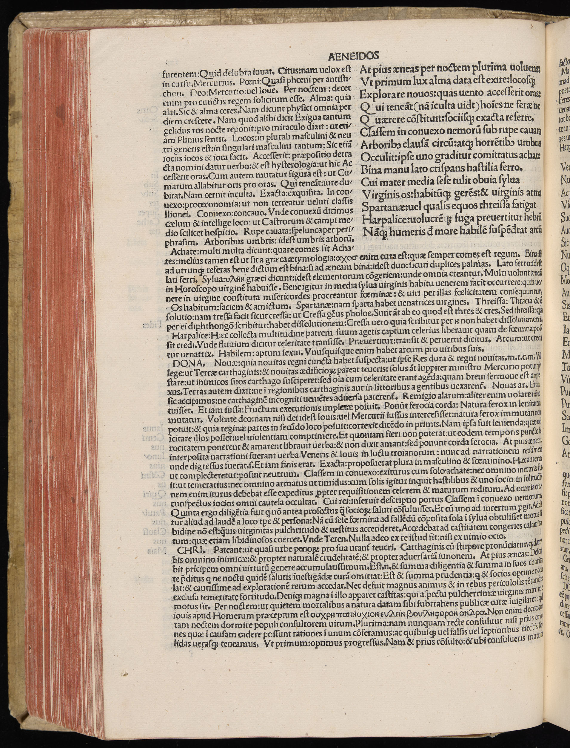 Vergilius cum c?mentariis quinque videlicet: Seruii, Landini, Ant. Mancinelli, Donati, Domitii. (M. Vegius' Book XIII addition to the Aen. Also Priapeia and Catalecta.) / Colophon: Impressu Venetiis per Bartolome? de Zanis de Portesio. . . . M.cccc.xciii. Stamped vellum with clasps. Very rare. Fol. - Image 278
