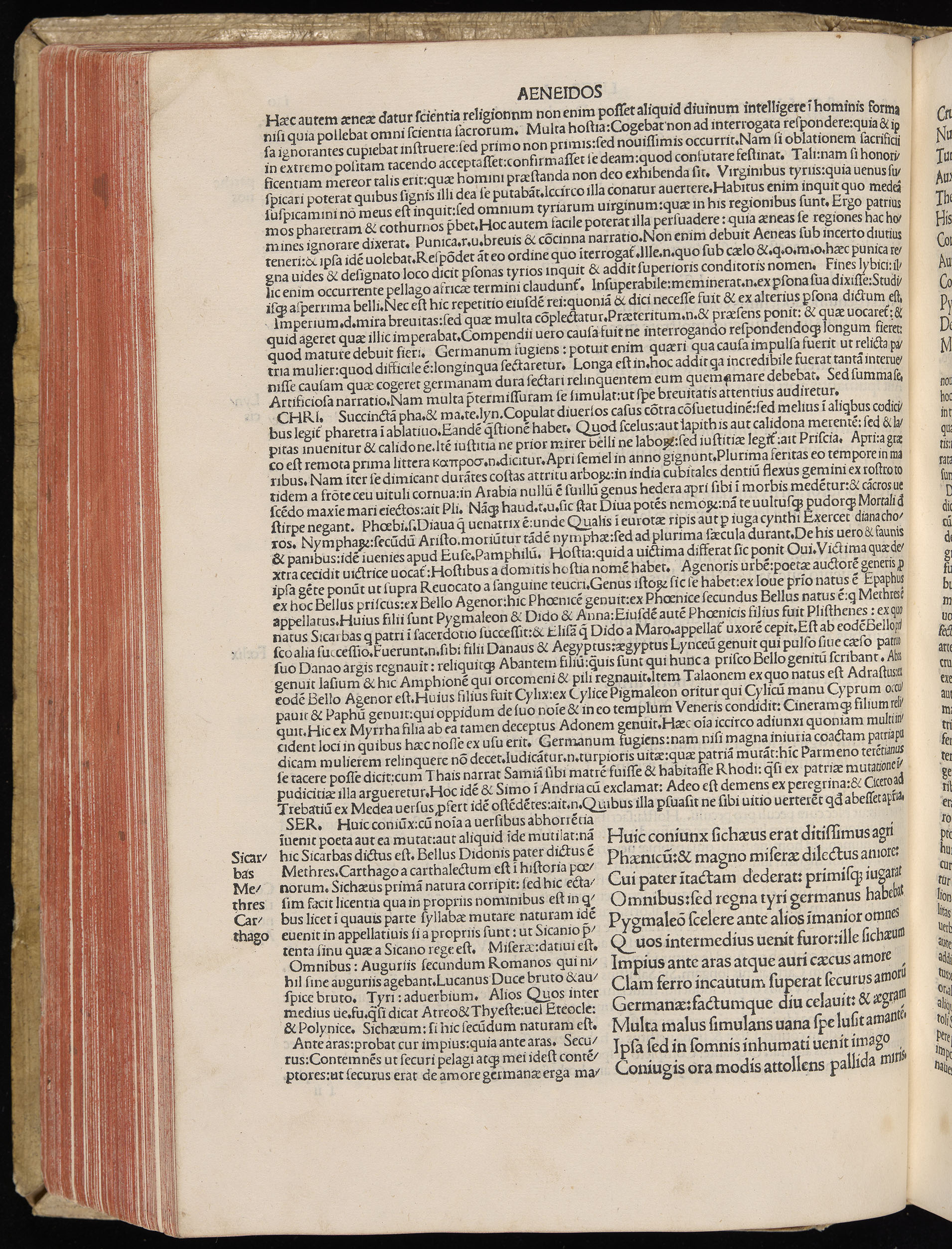 Vergilius cum c?mentariis quinque videlicet: Seruii, Landini, Ant. Mancinelli, Donati, Domitii. (M. Vegius' Book XIII addition to the Aen. Also Priapeia and Catalecta.) / Colophon: Impressu Venetiis per Bartolome? de Zanis de Portesio. . . . M.cccc.xciii. Stamped vellum with clasps. Very rare. Fol. - Image 280