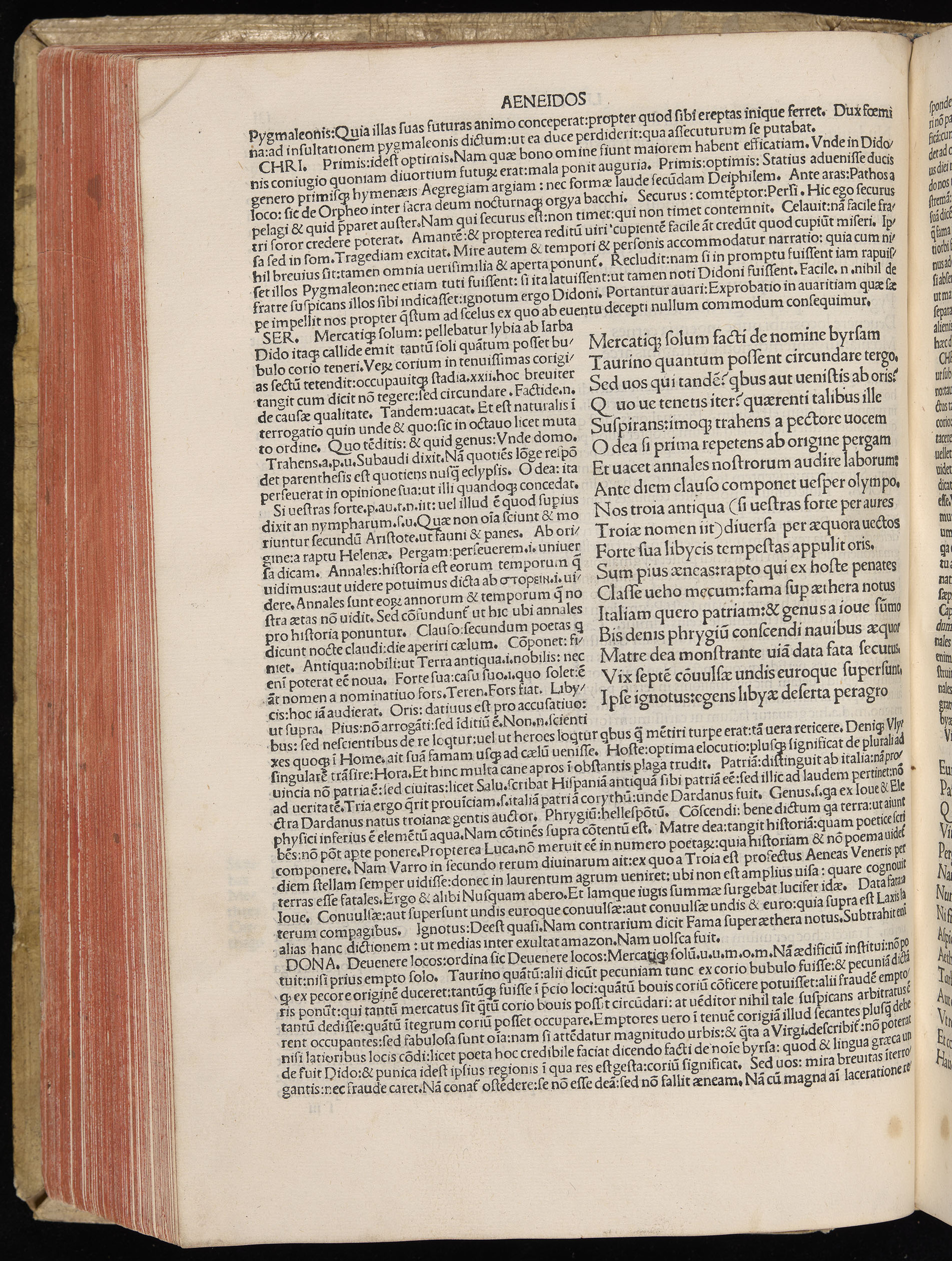 Vergilius cum c?mentariis quinque videlicet: Seruii, Landini, Ant. Mancinelli, Donati, Domitii. (M. Vegius' Book XIII addition to the Aen. Also Priapeia and Catalecta.) / Colophon: Impressu Venetiis per Bartolome? de Zanis de Portesio. . . . M.cccc.xciii. Stamped vellum with clasps. Very rare. Fol. - Image 282