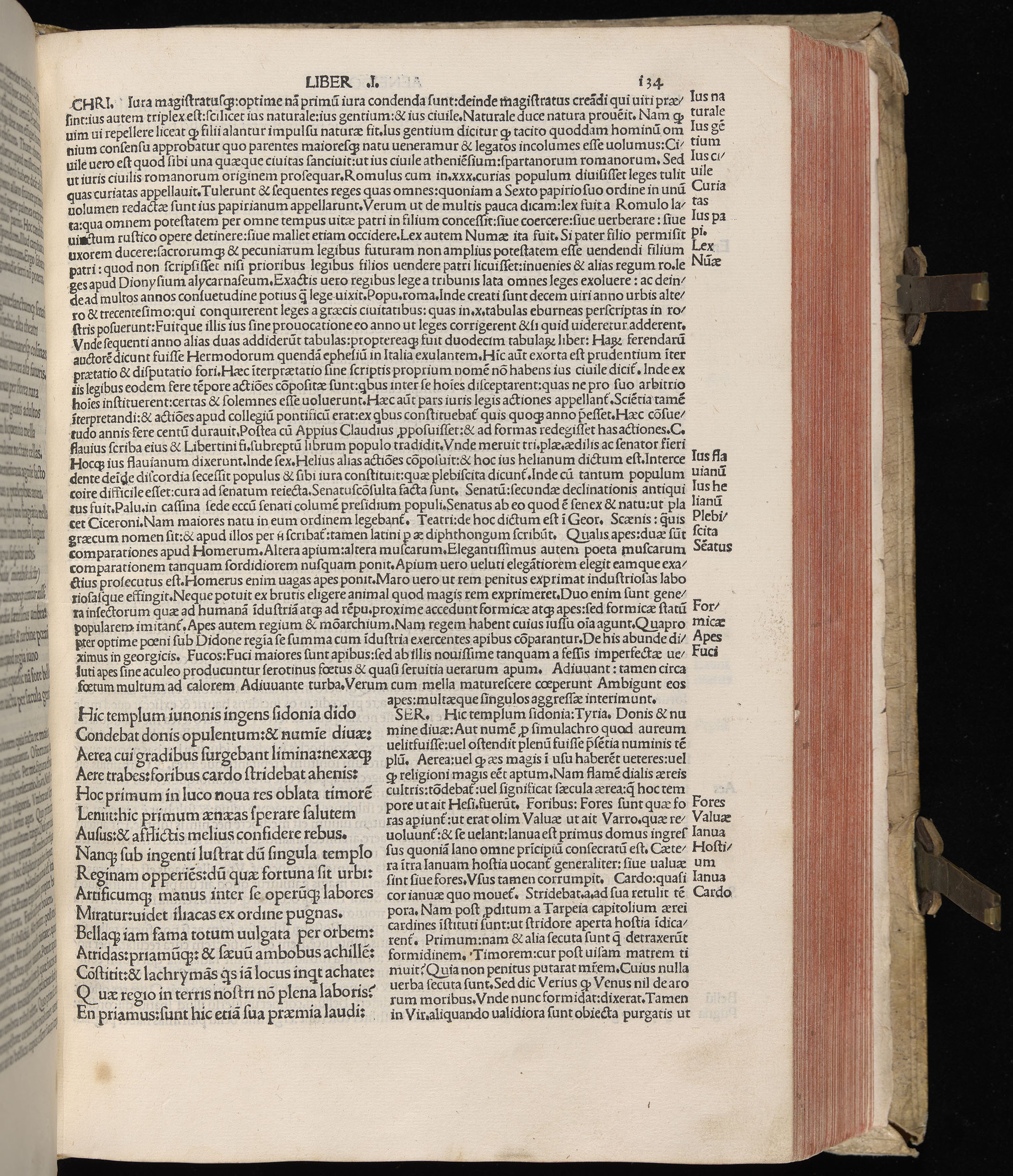 Vergilius cum c?mentariis quinque videlicet: Seruii, Landini, Ant. Mancinelli, Donati, Domitii. (M. Vegius' Book XIII addition to the Aen. Also Priapeia and Catalecta.) / Colophon: Impressu Venetiis per Bartolome? de Zanis de Portesio. . . . M.cccc.xciii. Stamped vellum with clasps. Very rare. Fol. - Image 287