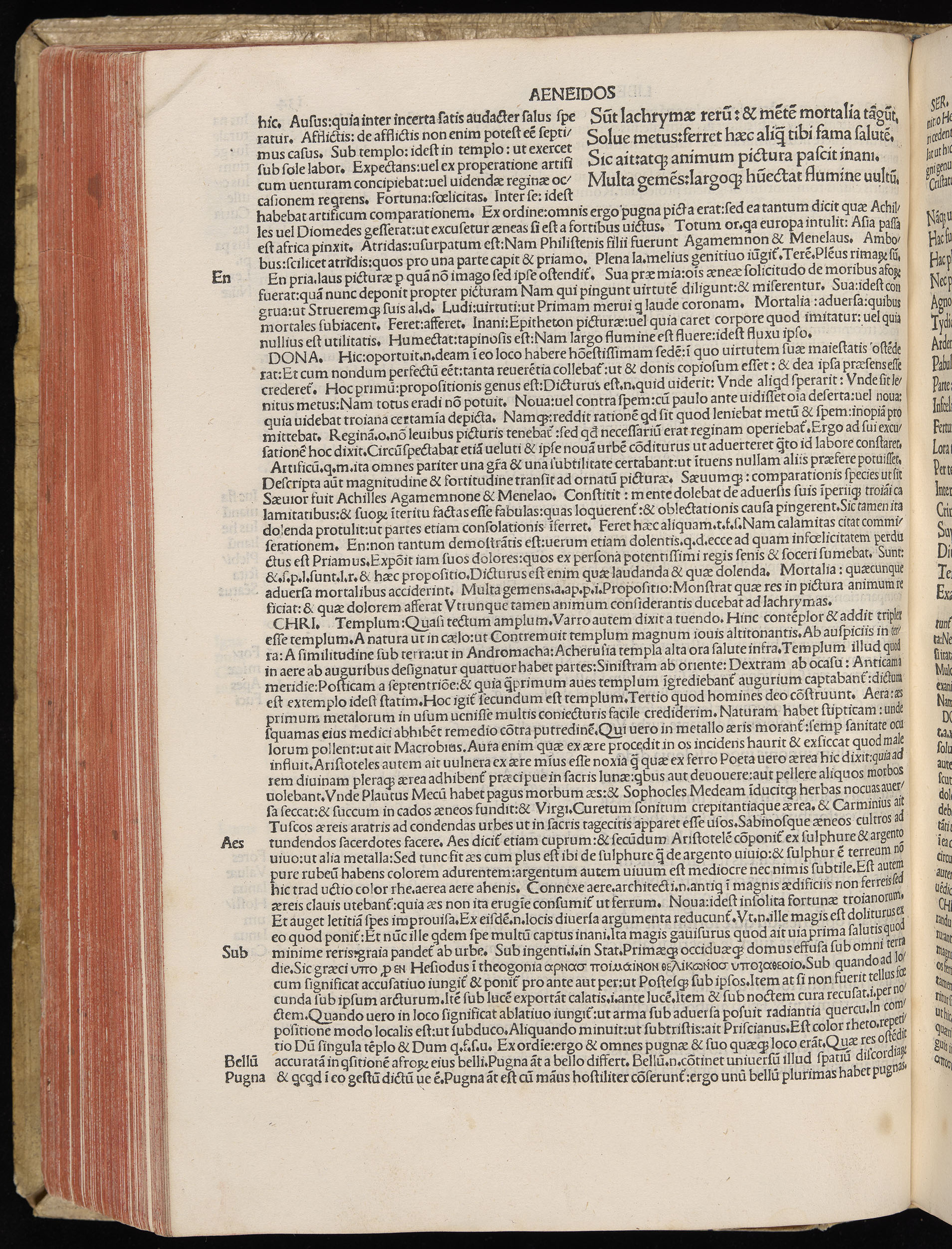 Vergilius cum c?mentariis quinque videlicet: Seruii, Landini, Ant. Mancinelli, Donati, Domitii. (M. Vegius' Book XIII addition to the Aen. Also Priapeia and Catalecta.) / Colophon: Impressu Venetiis per Bartolome? de Zanis de Portesio. . . . M.cccc.xciii. Stamped vellum with clasps. Very rare. Fol. - Image 288