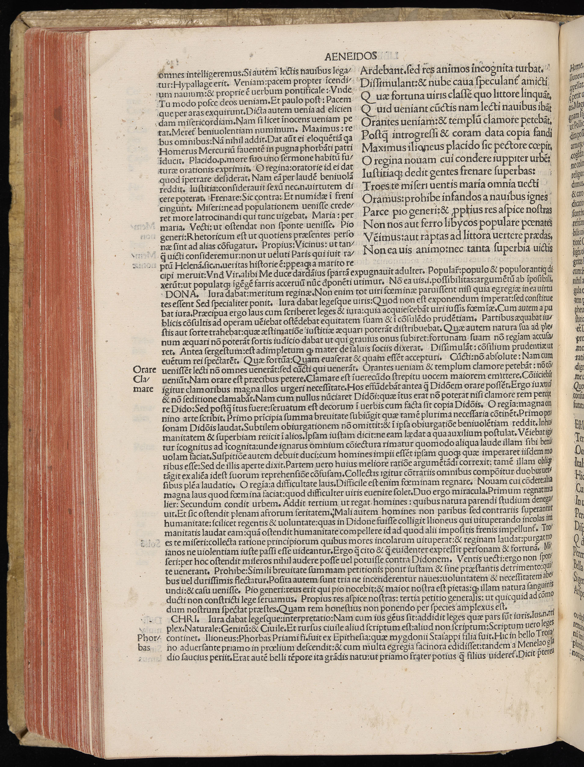 Vergilius cum c?mentariis quinque videlicet: Seruii, Landini, Ant. Mancinelli, Donati, Domitii. (M. Vegius' Book XIII addition to the Aen. Also Priapeia and Catalecta.) / Colophon: Impressu Venetiis per Bartolome? de Zanis de Portesio. . . . M.cccc.xciii. Stamped vellum with clasps. Very rare. Fol. - Image 292