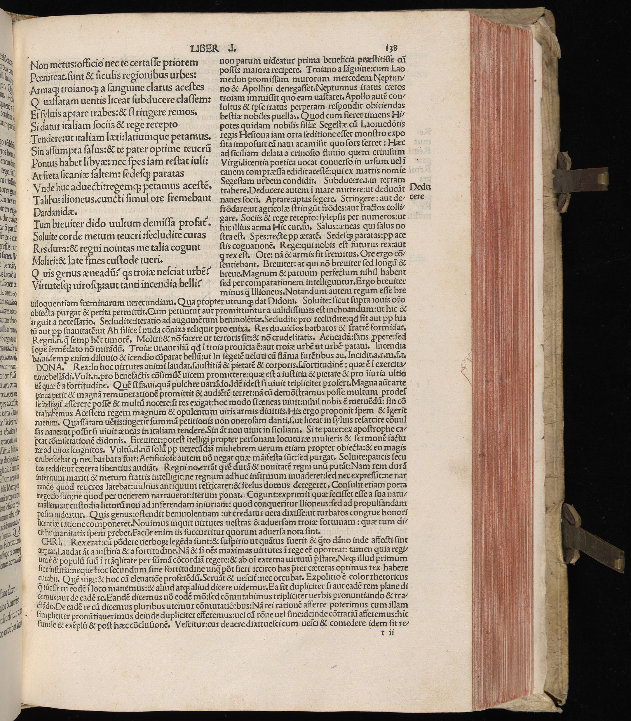 Vergilius cum c?mentariis quinque videlicet: Seruii, Landini, Ant. Mancinelli, Donati, Domitii. (M. Vegius' Book XIII addition to the Aen. Also Priapeia and Catalecta.) / Colophon: Impressu Venetiis per Bartolome? de Zanis de Portesio. . . . M.cccc.xciii. Stamped vellum with clasps. Very rare. Fol. - Image 295