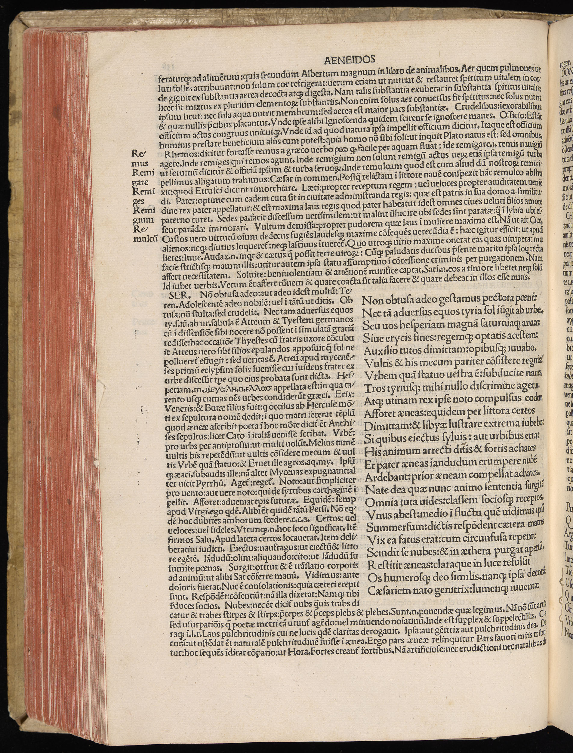 Vergilius cum c?mentariis quinque videlicet: Seruii, Landini, Ant. Mancinelli, Donati, Domitii. (M. Vegius' Book XIII addition to the Aen. Also Priapeia and Catalecta.) / Colophon: Impressu Venetiis per Bartolome? de Zanis de Portesio. . . . M.cccc.xciii. Stamped vellum with clasps. Very rare. Fol. - Image 296