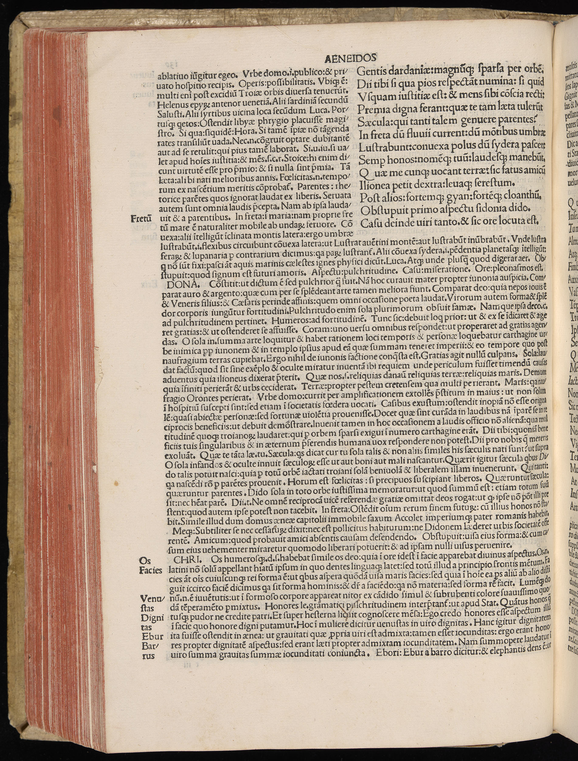Vergilius cum c?mentariis quinque videlicet: Seruii, Landini, Ant. Mancinelli, Donati, Domitii. (M. Vegius' Book XIII addition to the Aen. Also Priapeia and Catalecta.) / Colophon: Impressu Venetiis per Bartolome? de Zanis de Portesio. . . . M.cccc.xciii. Stamped vellum with clasps. Very rare. Fol. - Image 298