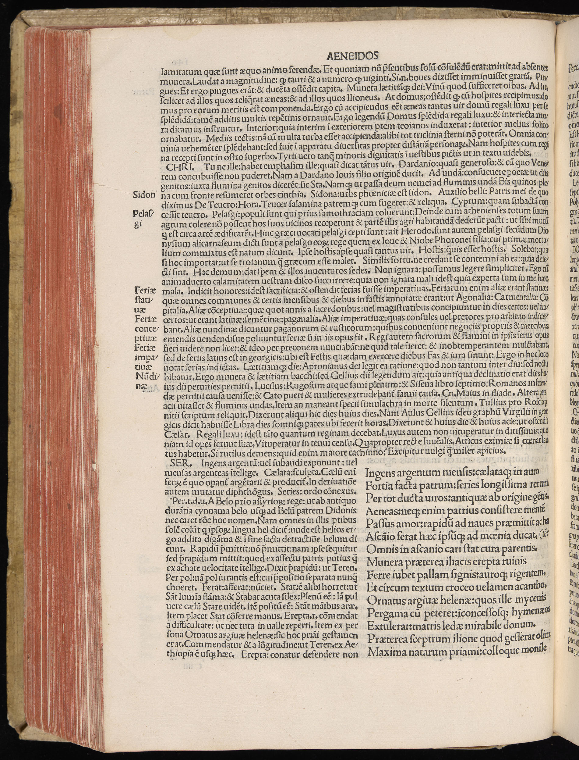 Vergilius cum c?mentariis quinque videlicet: Seruii, Landini, Ant. Mancinelli, Donati, Domitii. (M. Vegius' Book XIII addition to the Aen. Also Priapeia and Catalecta.) / Colophon: Impressu Venetiis per Bartolome? de Zanis de Portesio. . . . M.cccc.xciii. Stamped vellum with clasps. Very rare. Fol. - Image 300