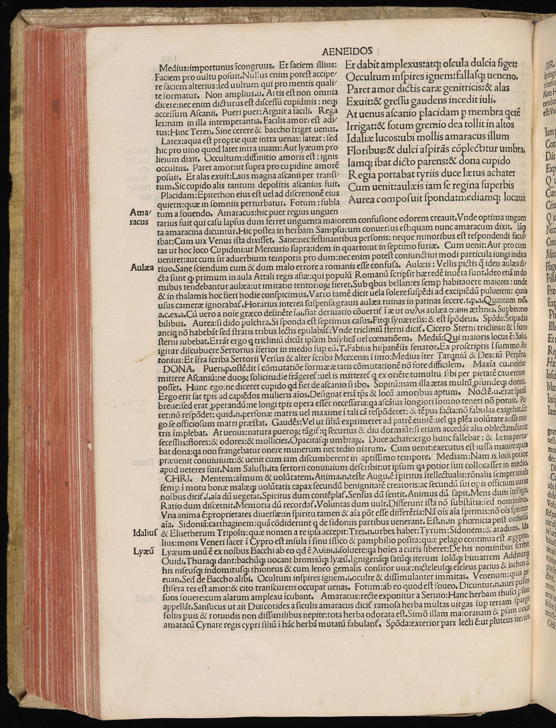 Vergilius cum c?mentariis quinque videlicet: Seruii, Landini, Ant. Mancinelli, Donati, Domitii. (M. Vegius' Book XIII addition to the Aen. Also Priapeia and Catalecta.) / Colophon: Impressu Venetiis per Bartolome? de Zanis de Portesio. . . . M.cccc.xciii. Stamped vellum with clasps. Very rare. Fol. - Image 304
