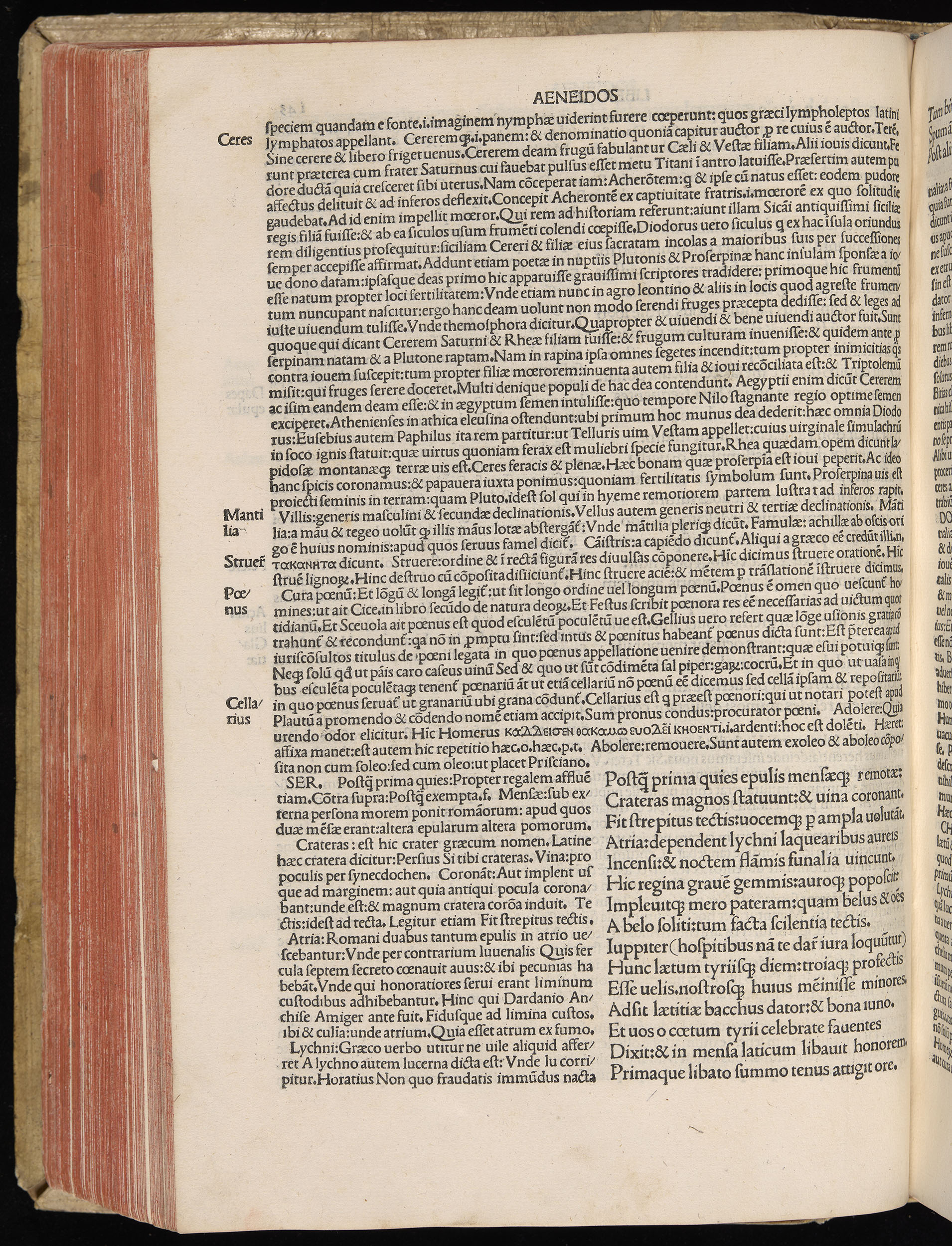 Vergilius cum c?mentariis quinque videlicet: Seruii, Landini, Ant. Mancinelli, Donati, Domitii. (M. Vegius' Book XIII addition to the Aen. Also Priapeia and Catalecta.) / Colophon: Impressu Venetiis per Bartolome? de Zanis de Portesio. . . . M.cccc.xciii. Stamped vellum with clasps. Very rare. Fol. - Image 306