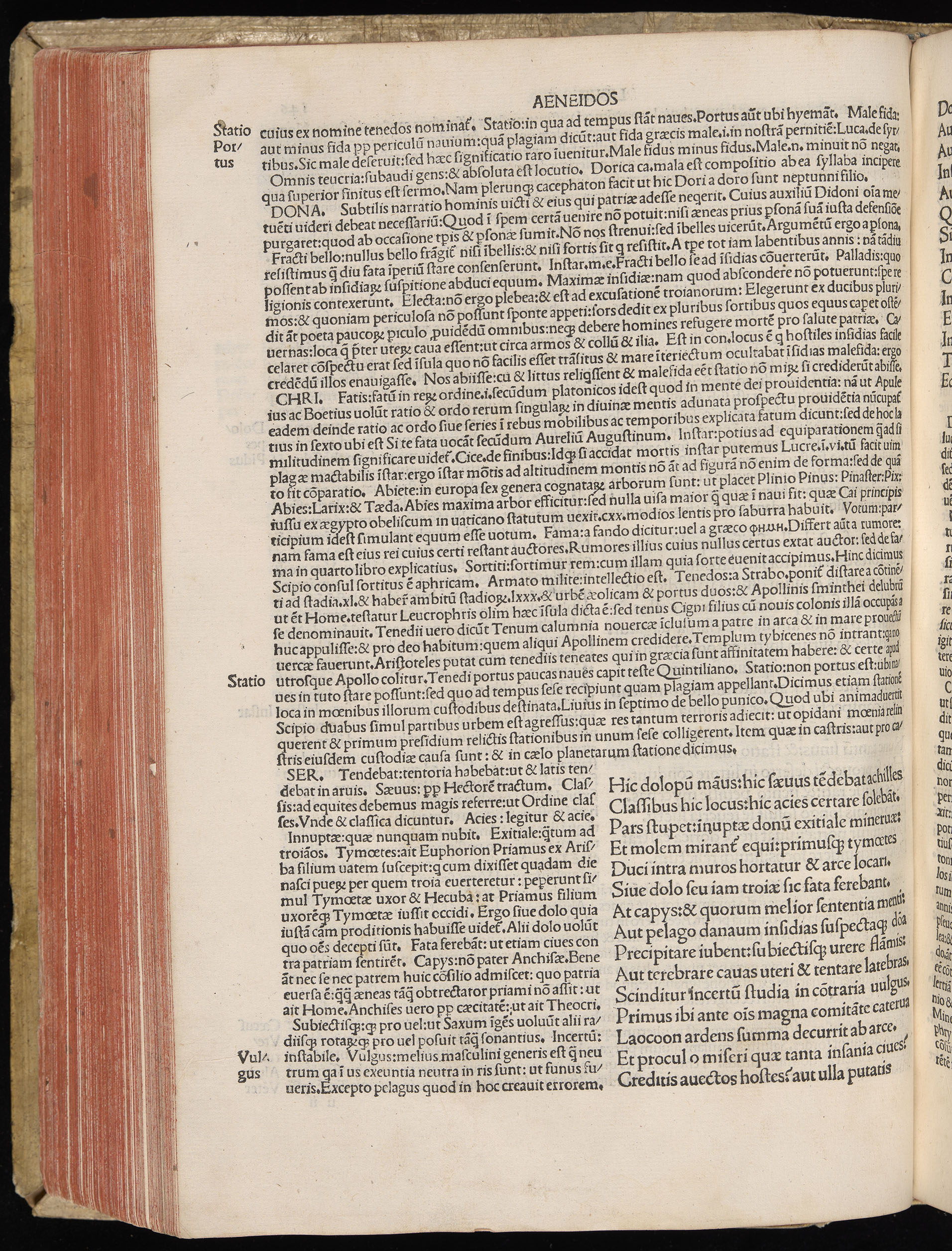Vergilius cum c?mentariis quinque videlicet: Seruii, Landini, Ant. Mancinelli, Donati, Domitii. (M. Vegius' Book XIII addition to the Aen. Also Priapeia and Catalecta.) / Colophon: Impressu Venetiis per Bartolome? de Zanis de Portesio. . . . M.cccc.xciii. Stamped vellum with clasps. Very rare. Fol. - Image 312