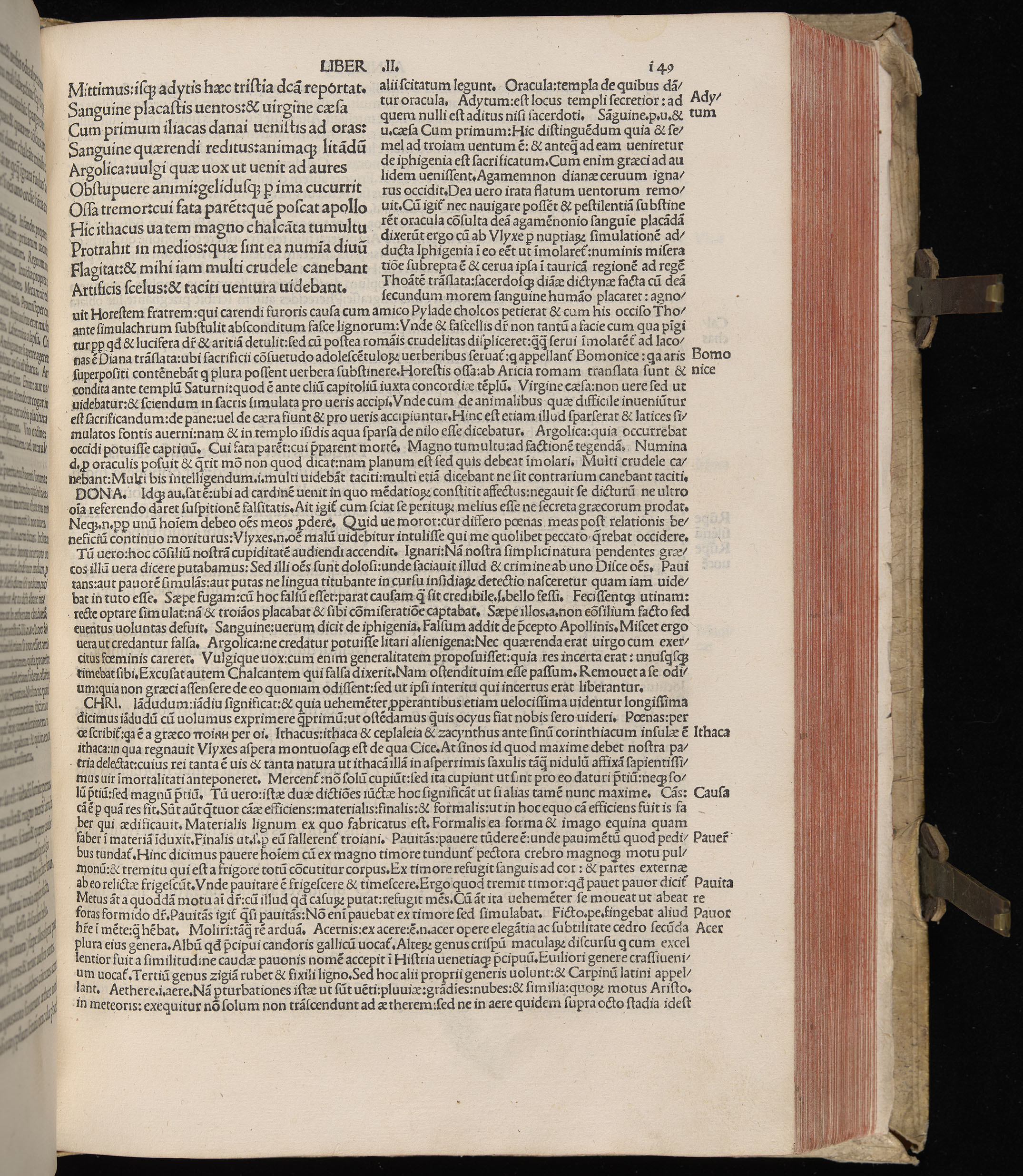 Vergilius cum c?mentariis quinque videlicet: Seruii, Landini, Ant. Mancinelli, Donati, Domitii. (M. Vegius' Book XIII addition to the Aen. Also Priapeia and Catalecta.) / Colophon: Impressu Venetiis per Bartolome? de Zanis de Portesio. . . . M.cccc.xciii. Stamped vellum with clasps. Very rare. Fol. - Image 317