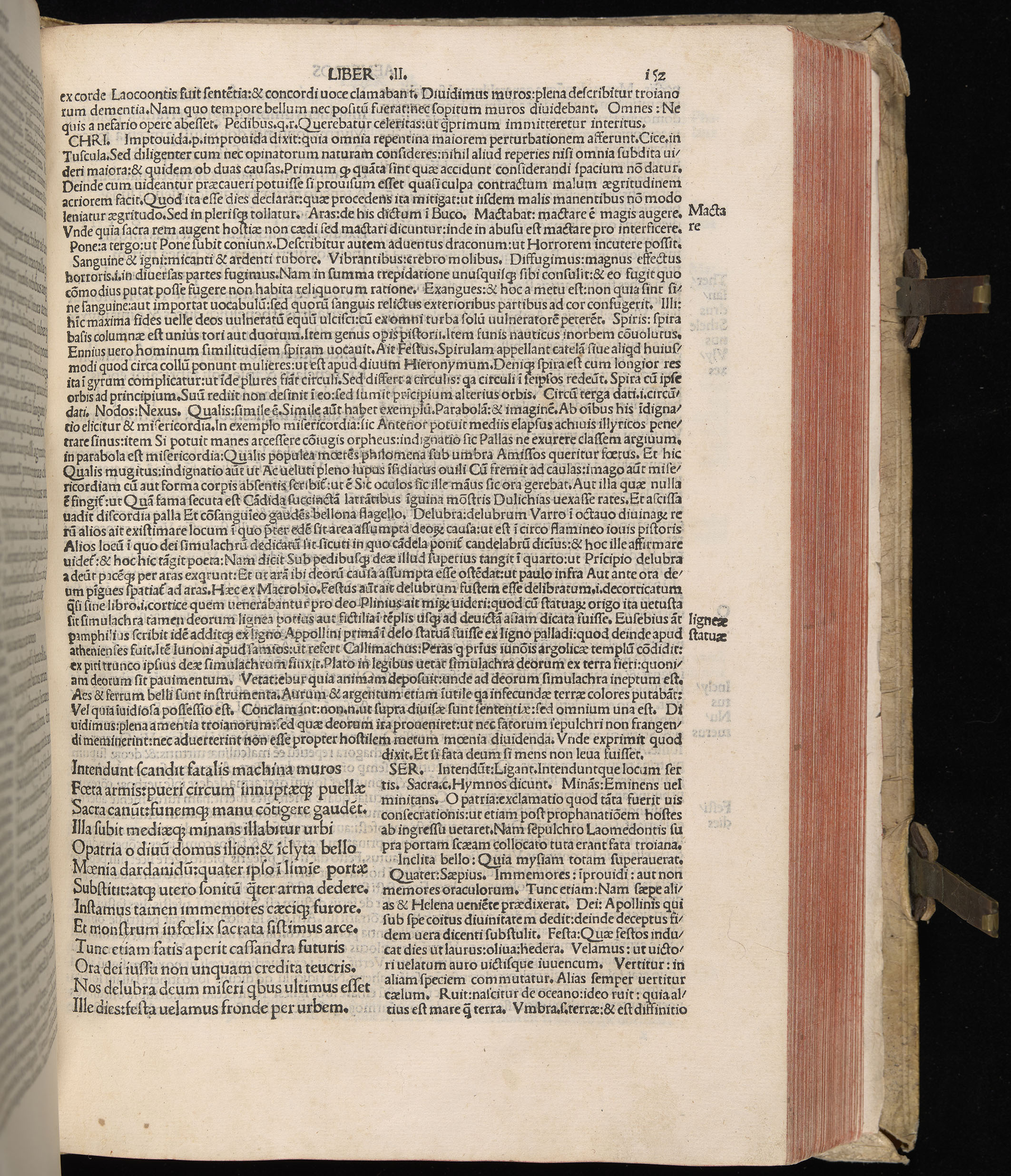 Vergilius cum c?mentariis quinque videlicet: Seruii, Landini, Ant. Mancinelli, Donati, Domitii. (M. Vegius' Book XIII addition to the Aen. Also Priapeia and Catalecta.) / Colophon: Impressu Venetiis per Bartolome? de Zanis de Portesio. . . . M.cccc.xciii. Stamped vellum with clasps. Very rare. Fol. - Image 323