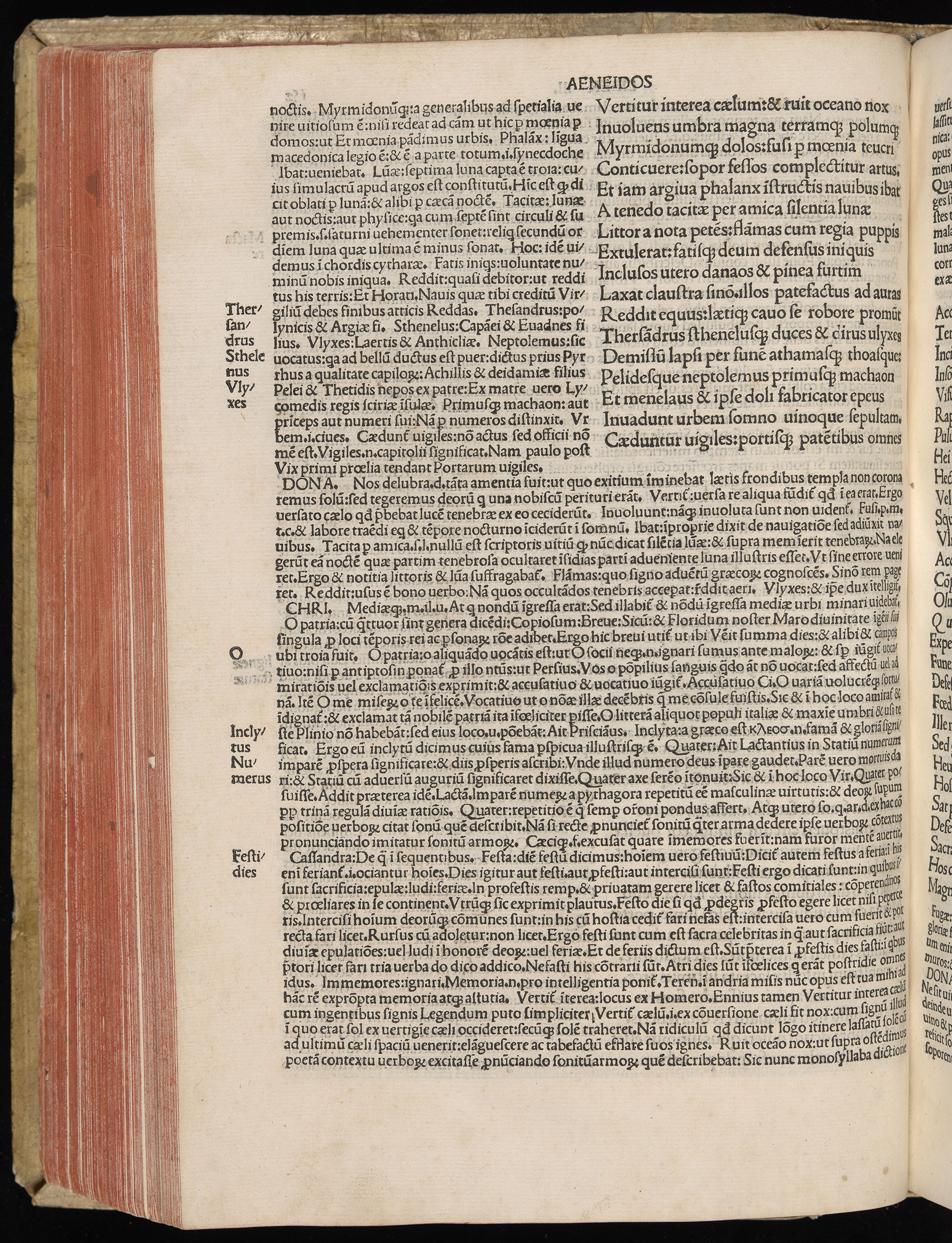 Vergilius cum c?mentariis quinque videlicet: Seruii, Landini, Ant. Mancinelli, Donati, Domitii. (M. Vegius' Book XIII addition to the Aen. Also Priapeia and Catalecta.) / Colophon: Impressu Venetiis per Bartolome? de Zanis de Portesio. . . . M.cccc.xciii. Stamped vellum with clasps. Very rare. Fol. - Image 324