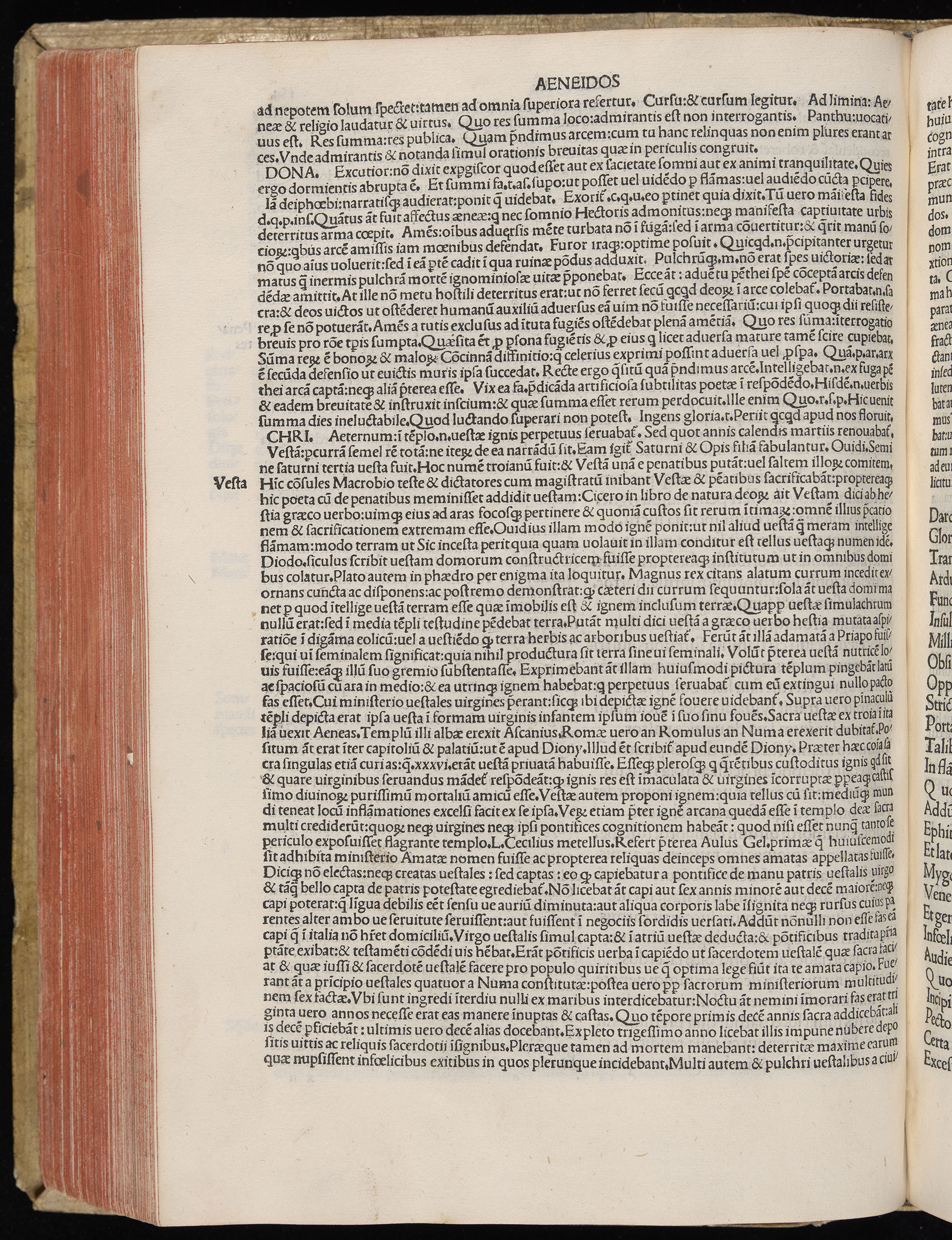 Vergilius cum c?mentariis quinque videlicet: Seruii, Landini, Ant. Mancinelli, Donati, Domitii. (M. Vegius' Book XIII addition to the Aen. Also Priapeia and Catalecta.) / Colophon: Impressu Venetiis per Bartolome? de Zanis de Portesio. . . . M.cccc.xciii. Stamped vellum with clasps. Very rare. Fol. - Image 328
