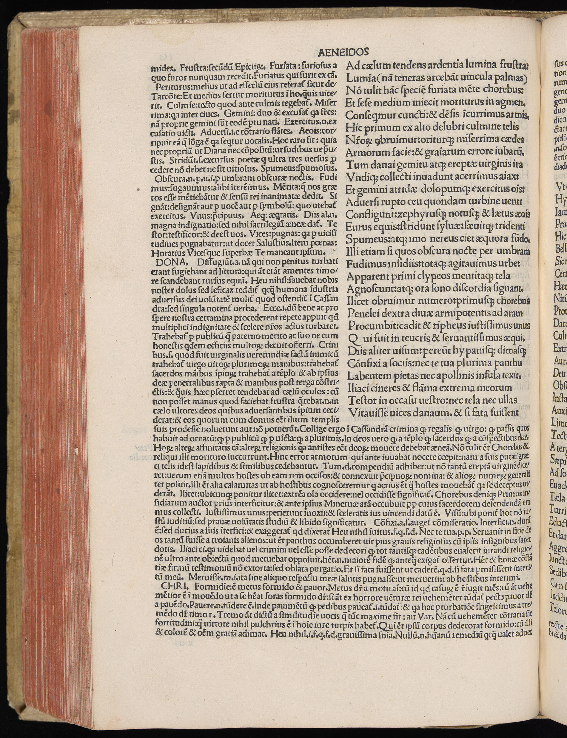 Vergilius cum c?mentariis quinque videlicet: Seruii, Landini, Ant. Mancinelli, Donati, Domitii. (M. Vegius' Book XIII addition to the Aen. Also Priapeia and Catalecta.) / Colophon: Impressu Venetiis per Bartolome? de Zanis de Portesio. . . . M.cccc.xciii. Stamped vellum with clasps. Very rare. Fol. - Image 332