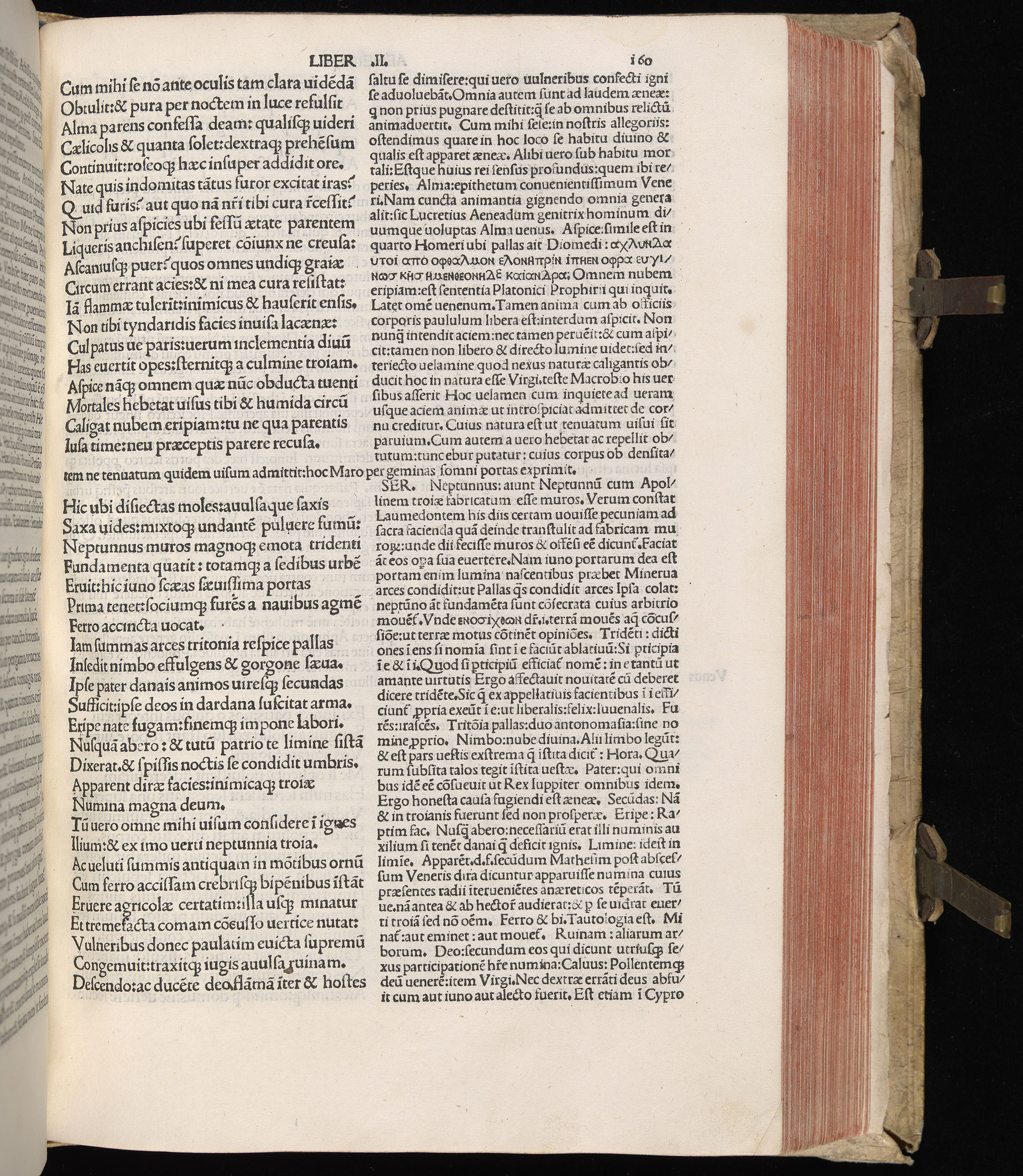 Vergilius cum c?mentariis quinque videlicet: Seruii, Landini, Ant. Mancinelli, Donati, Domitii. (M. Vegius' Book XIII addition to the Aen. Also Priapeia and Catalecta.) / Colophon: Impressu Venetiis per Bartolome? de Zanis de Portesio. . . . M.cccc.xciii. Stamped vellum with clasps. Very rare. Fol. - Image 339