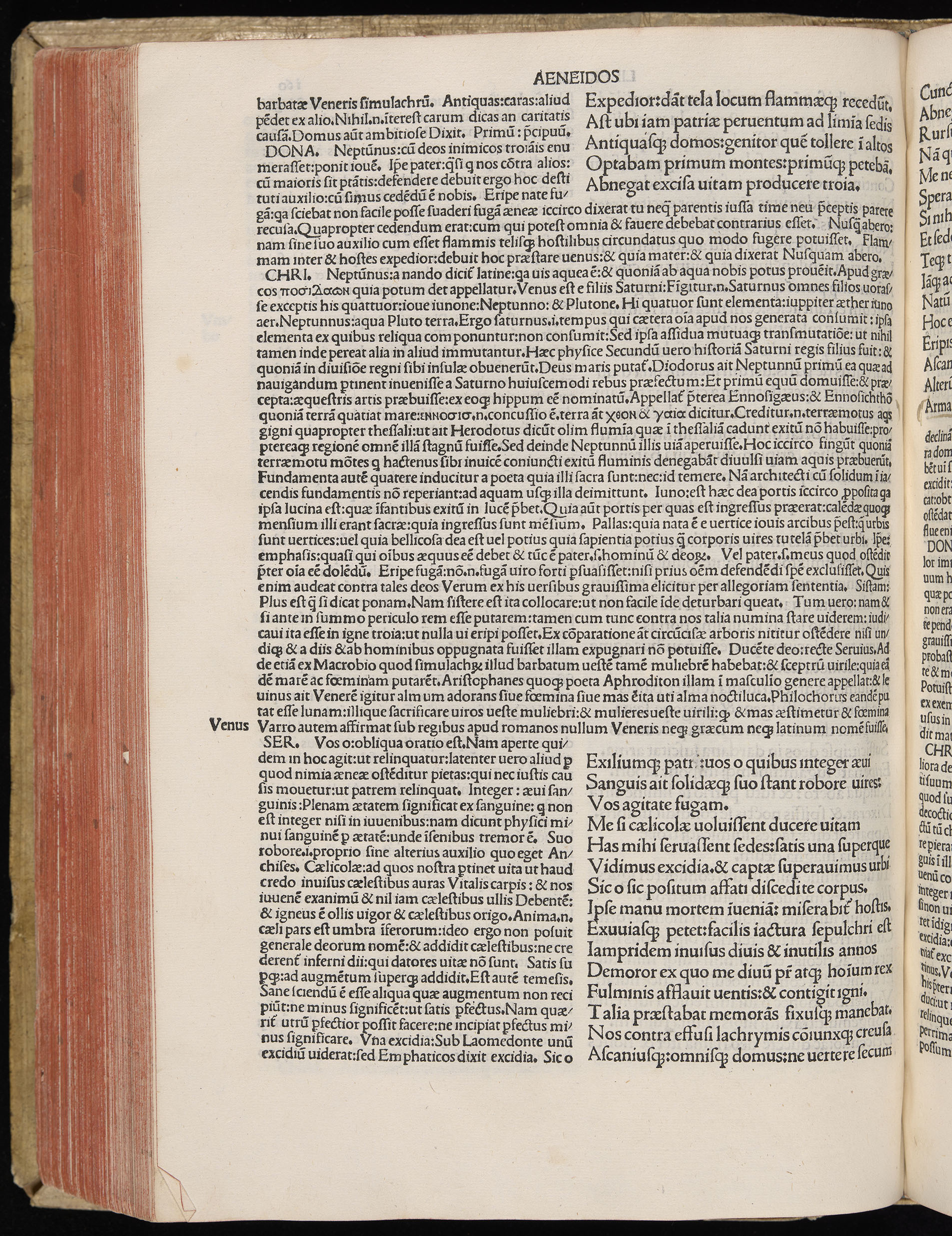 Vergilius cum c?mentariis quinque videlicet: Seruii, Landini, Ant. Mancinelli, Donati, Domitii. (M. Vegius' Book XIII addition to the Aen. Also Priapeia and Catalecta.) / Colophon: Impressu Venetiis per Bartolome? de Zanis de Portesio. . . . M.cccc.xciii. Stamped vellum with clasps. Very rare. Fol. - Image 340