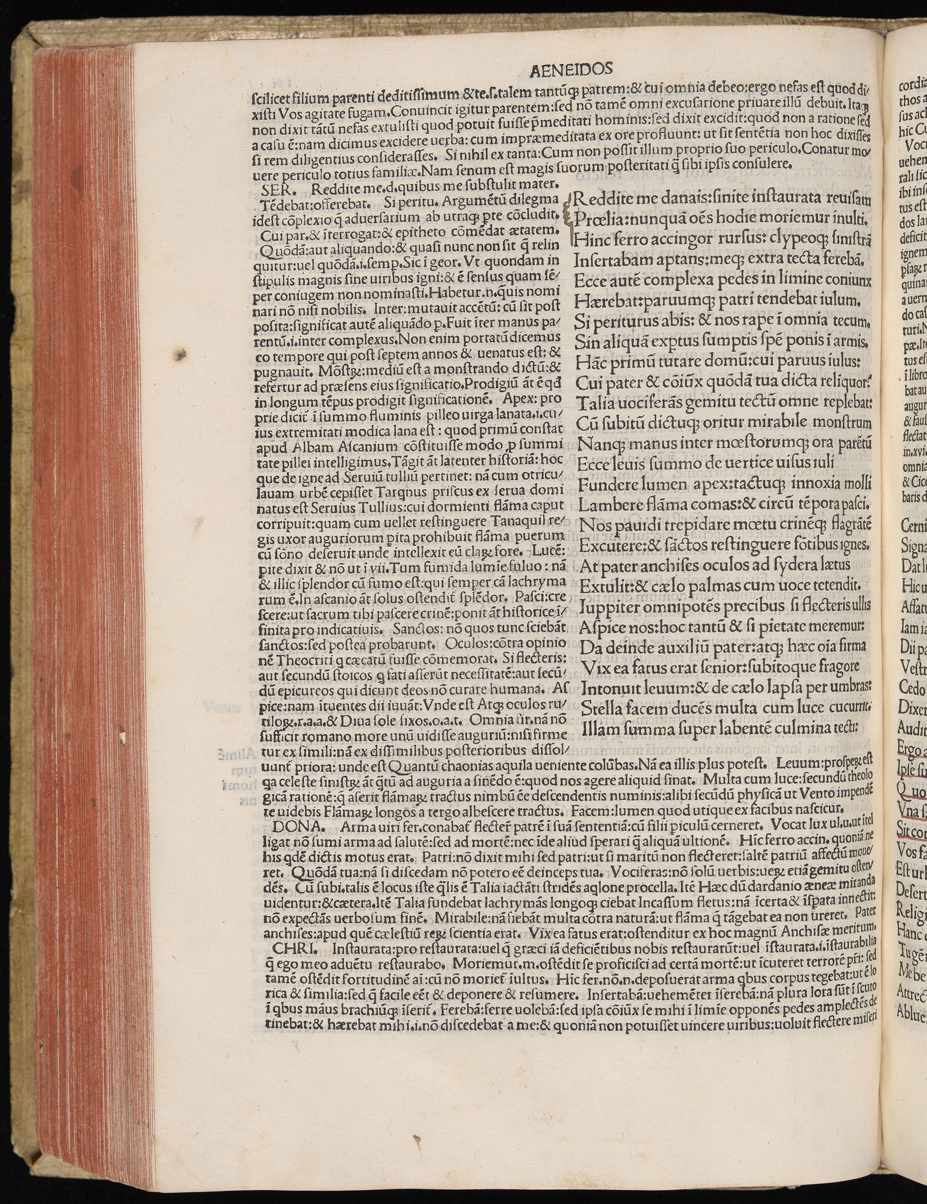 Vergilius cum c?mentariis quinque videlicet: Seruii, Landini, Ant. Mancinelli, Donati, Domitii. (M. Vegius' Book XIII addition to the Aen. Also Priapeia and Catalecta.) / Colophon: Impressu Venetiis per Bartolome? de Zanis de Portesio. . . . M.cccc.xciii. Stamped vellum with clasps. Very rare. Fol. - Image 342
