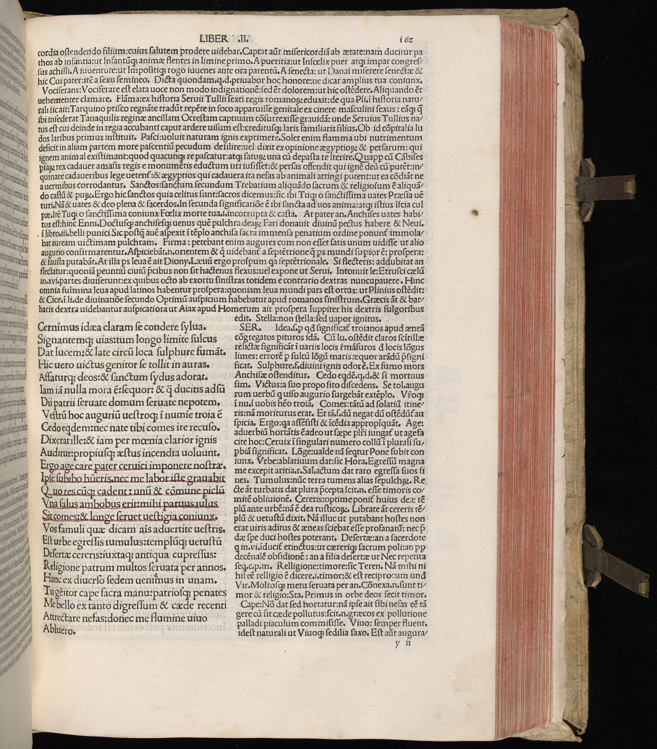 Vergilius cum c?mentariis quinque videlicet: Seruii, Landini, Ant. Mancinelli, Donati, Domitii. (M. Vegius' Book XIII addition to the Aen. Also Priapeia and Catalecta.) / Colophon: Impressu Venetiis per Bartolome? de Zanis de Portesio. . . . M.cccc.xciii. Stamped vellum with clasps. Very rare. Fol. - Image 343