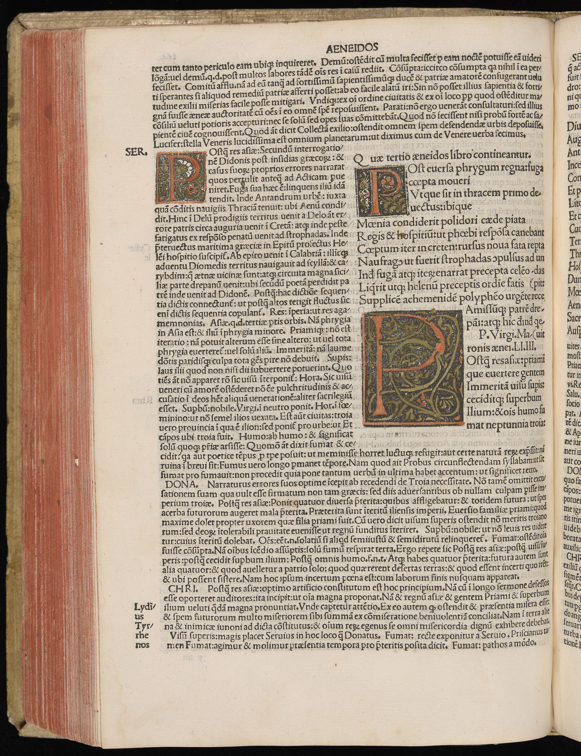 Vergilius cum c?mentariis quinque videlicet: Seruii, Landini, Ant. Mancinelli, Donati, Domitii. (M. Vegius' Book XIII addition to the Aen. Also Priapeia and Catalecta.) / Colophon: Impressu Venetiis per Bartolome? de Zanis de Portesio. . . . M.cccc.xciii. Stamped vellum with clasps. Very rare. Fol. - Image 348