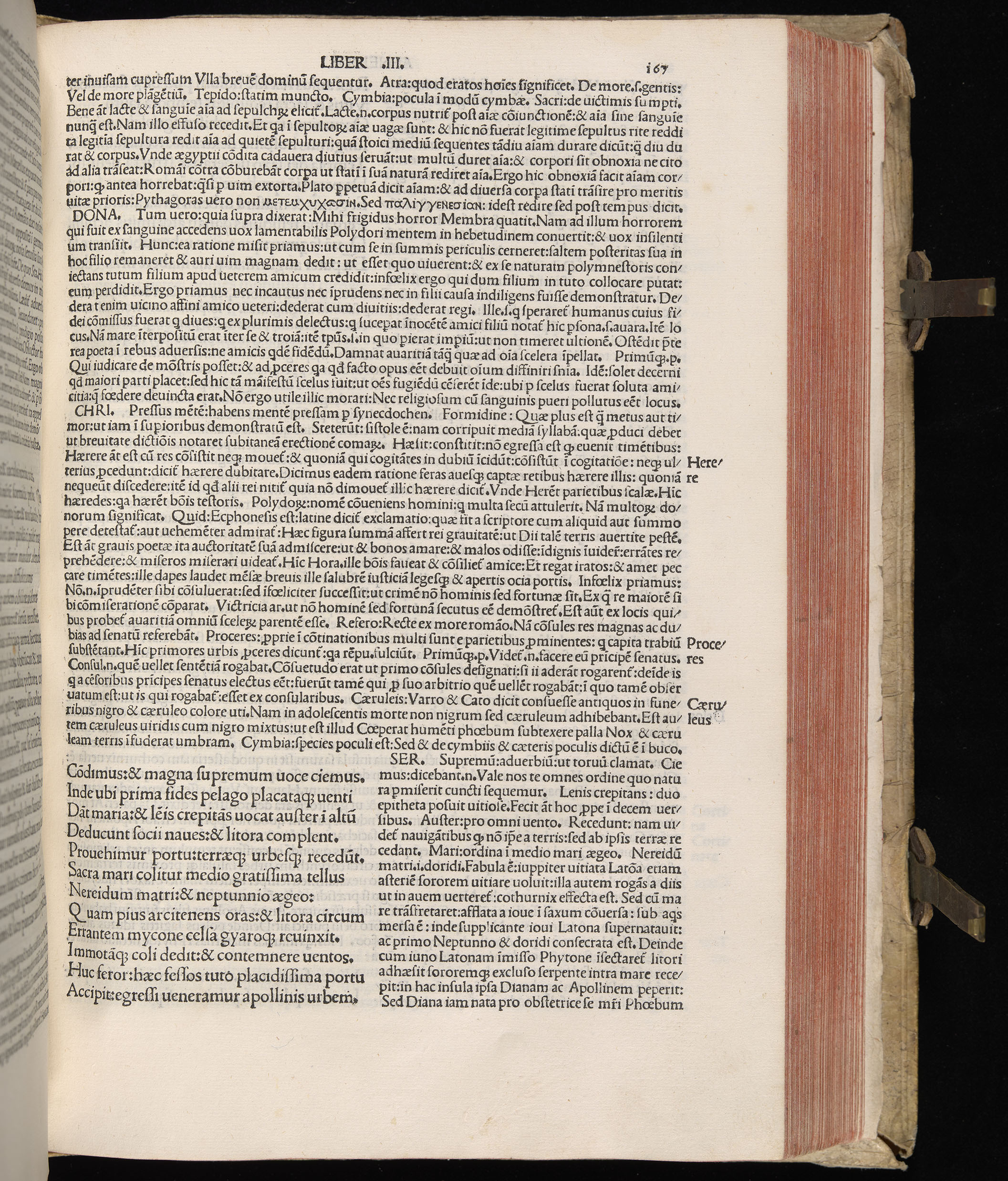 Vergilius cum c?mentariis quinque videlicet: Seruii, Landini, Ant. Mancinelli, Donati, Domitii. (M. Vegius' Book XIII addition to the Aen. Also Priapeia and Catalecta.) / Colophon: Impressu Venetiis per Bartolome? de Zanis de Portesio. . . . M.cccc.xciii. Stamped vellum with clasps. Very rare. Fol. - Image 353