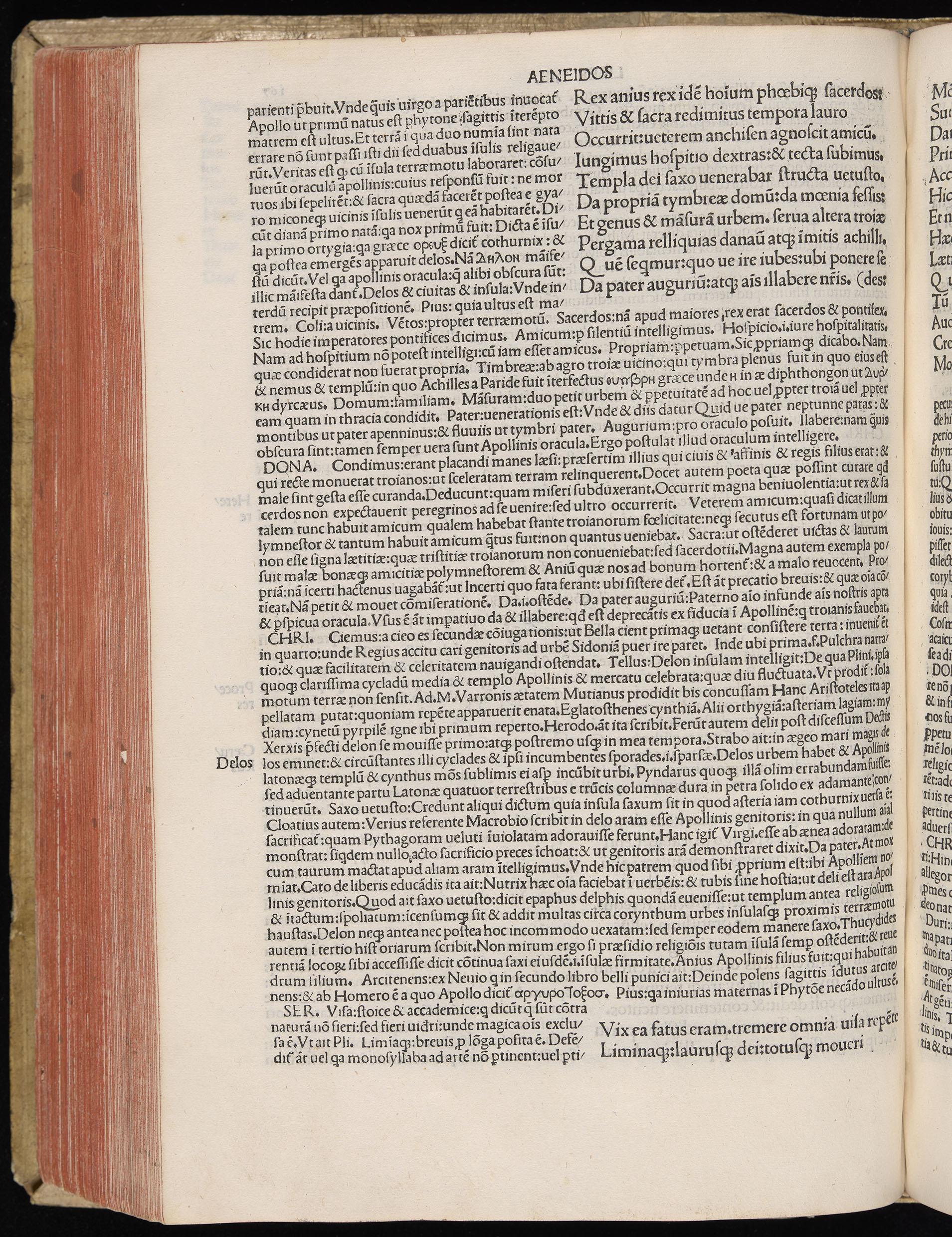 Vergilius cum c?mentariis quinque videlicet: Seruii, Landini, Ant. Mancinelli, Donati, Domitii. (M. Vegius' Book XIII addition to the Aen. Also Priapeia and Catalecta.) / Colophon: Impressu Venetiis per Bartolome? de Zanis de Portesio. . . . M.cccc.xciii. Stamped vellum with clasps. Very rare. Fol. - Image 354