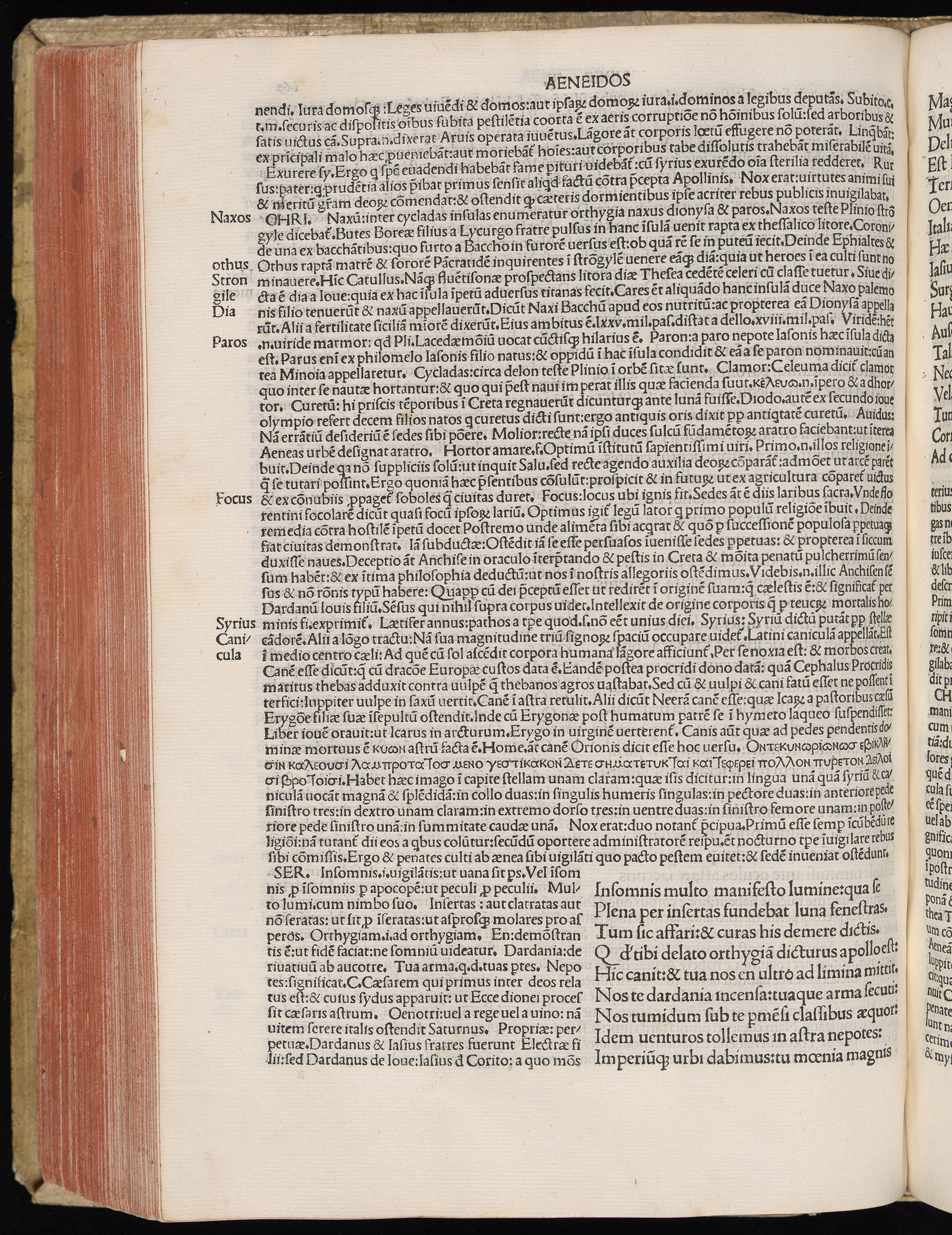 Vergilius cum c?mentariis quinque videlicet: Seruii, Landini, Ant. Mancinelli, Donati, Domitii. (M. Vegius' Book XIII addition to the Aen. Also Priapeia and Catalecta.) / Colophon: Impressu Venetiis per Bartolome? de Zanis de Portesio. . . . M.cccc.xciii. Stamped vellum with clasps. Very rare. Fol. - Image 358