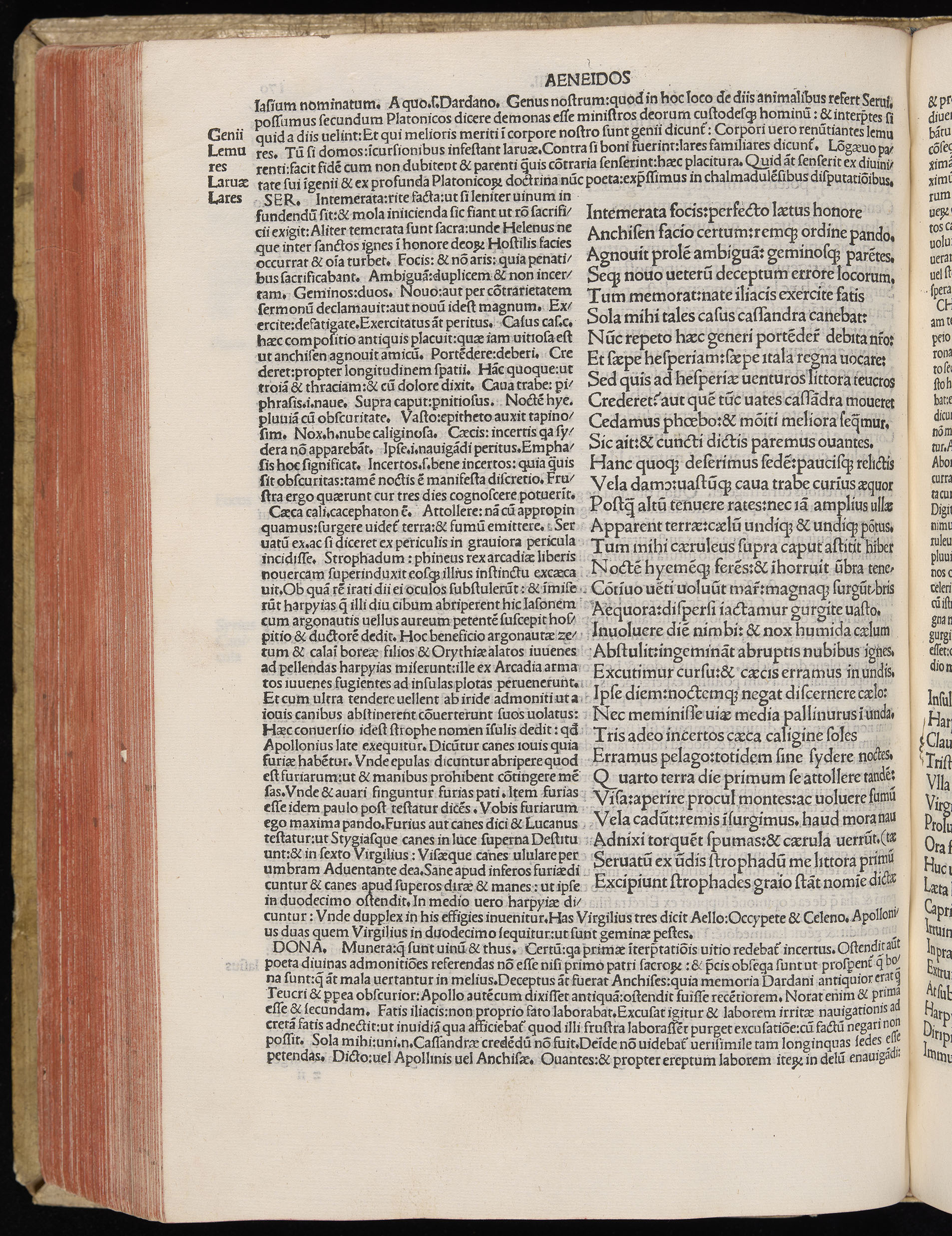 Vergilius cum c?mentariis quinque videlicet: Seruii, Landini, Ant. Mancinelli, Donati, Domitii. (M. Vegius' Book XIII addition to the Aen. Also Priapeia and Catalecta.) / Colophon: Impressu Venetiis per Bartolome? de Zanis de Portesio. . . . M.cccc.xciii. Stamped vellum with clasps. Very rare. Fol. - Image 360